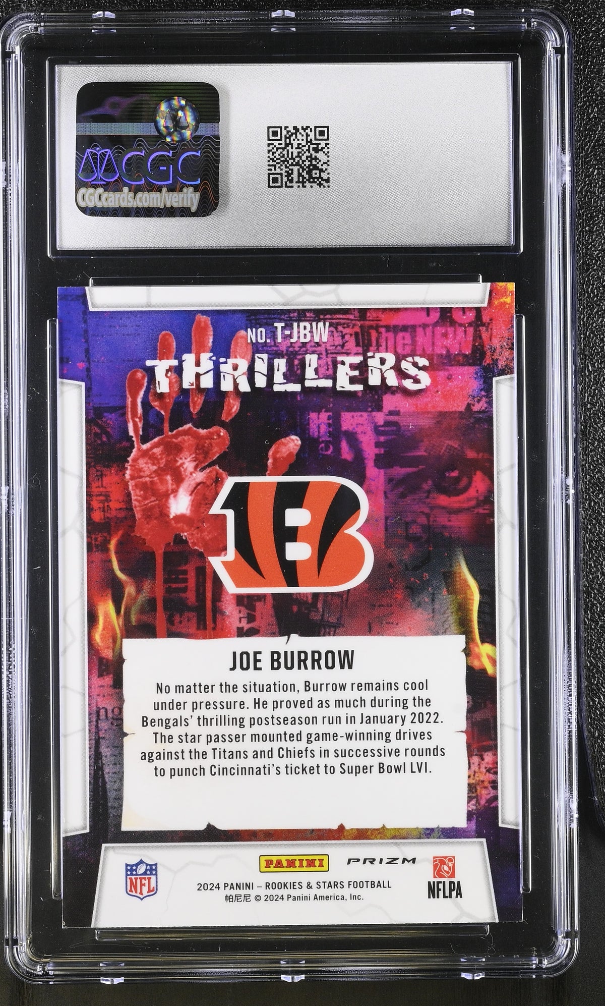 2024 Panini Rookies & Stars Joe Burrow Thrillers #T-JBW CGC 10 Bengals