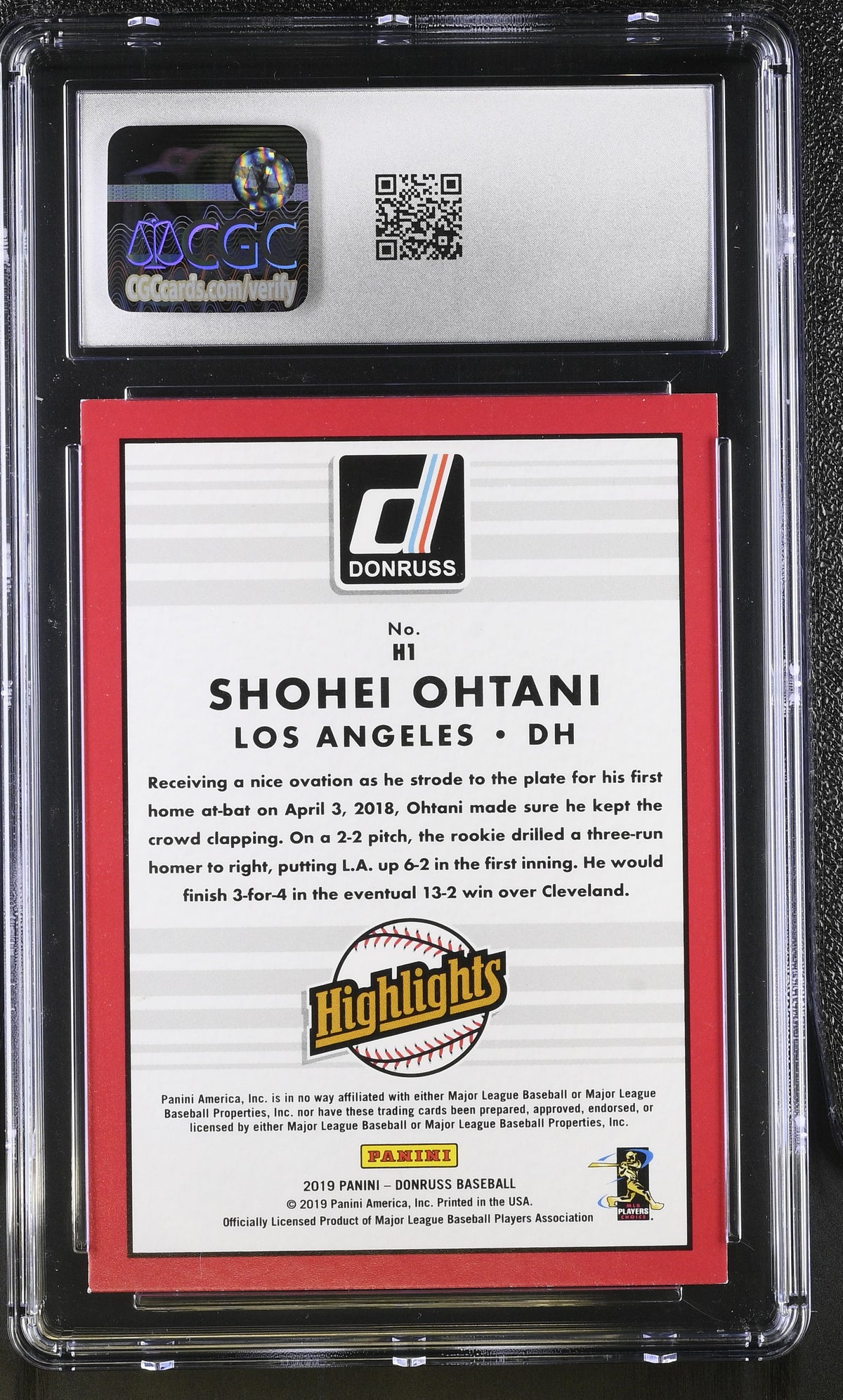 2019 Donruss Shohei Ohtani Vector Highlights #H1 CGC 9 Los Angeles Angels