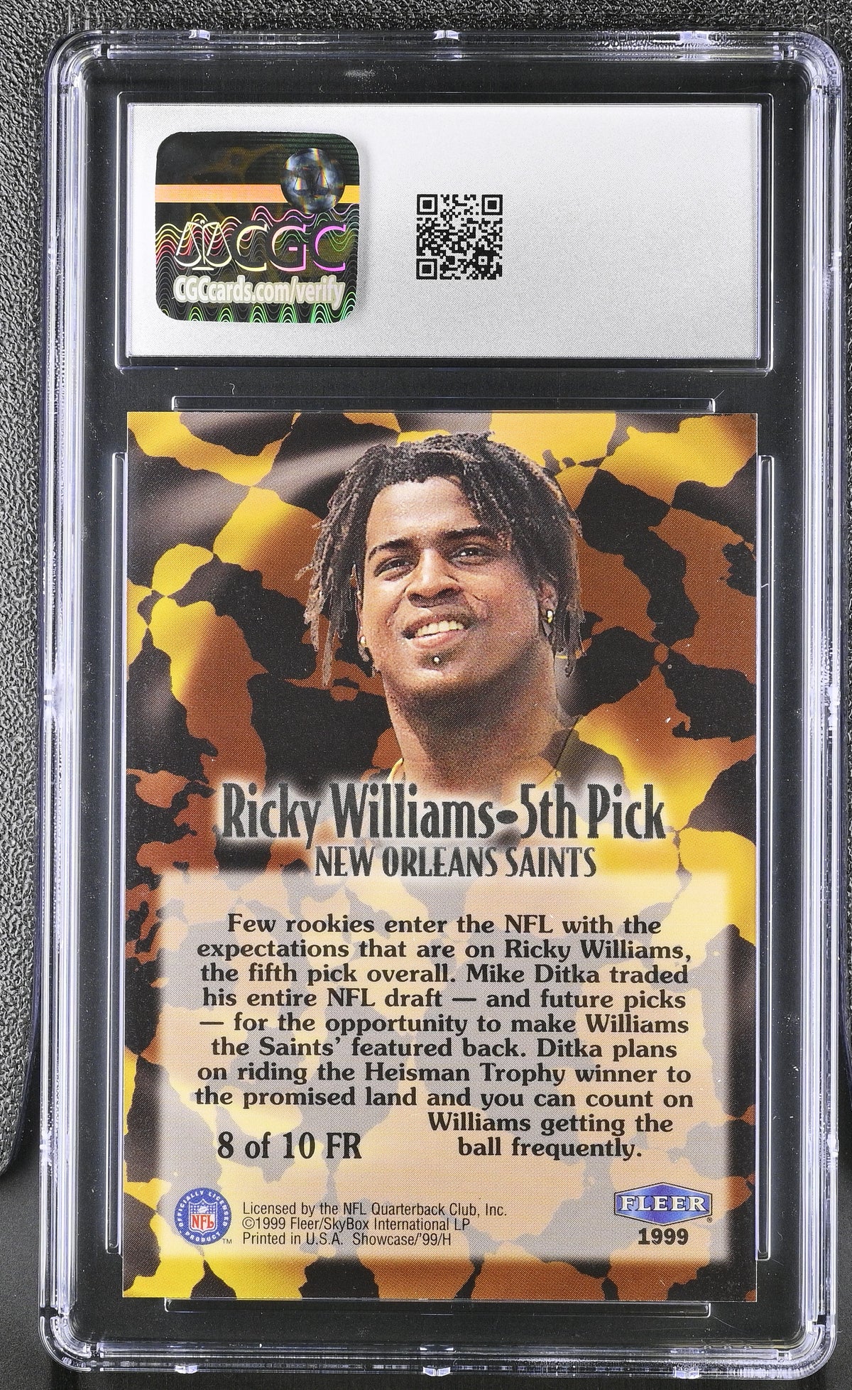1999 Flair Showcase Ricky Williams First Rounders #8FR CGC 9 New Orleans Saints