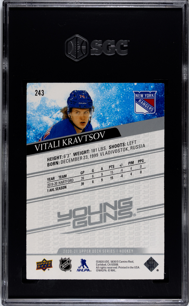 2020-21 Upper Deck Vitali Kravtsov Young Guns Rookie #243 SGC 9.5 Rangers