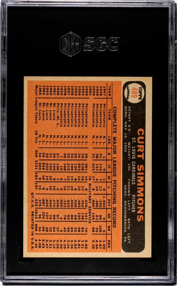 1966 Topps Curt Simmons #489 SGC 6