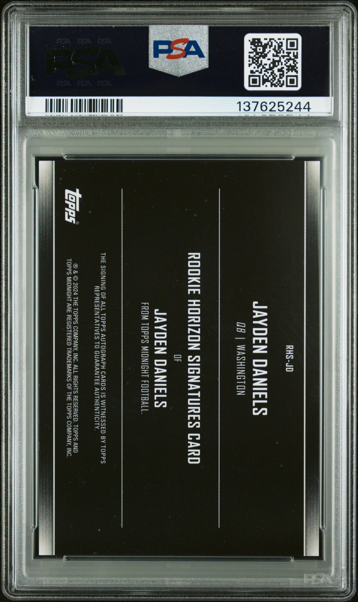 2024 Topps Midnight Rookie Horizon Signatures Jayden Daniels Auto /99 PSA 9