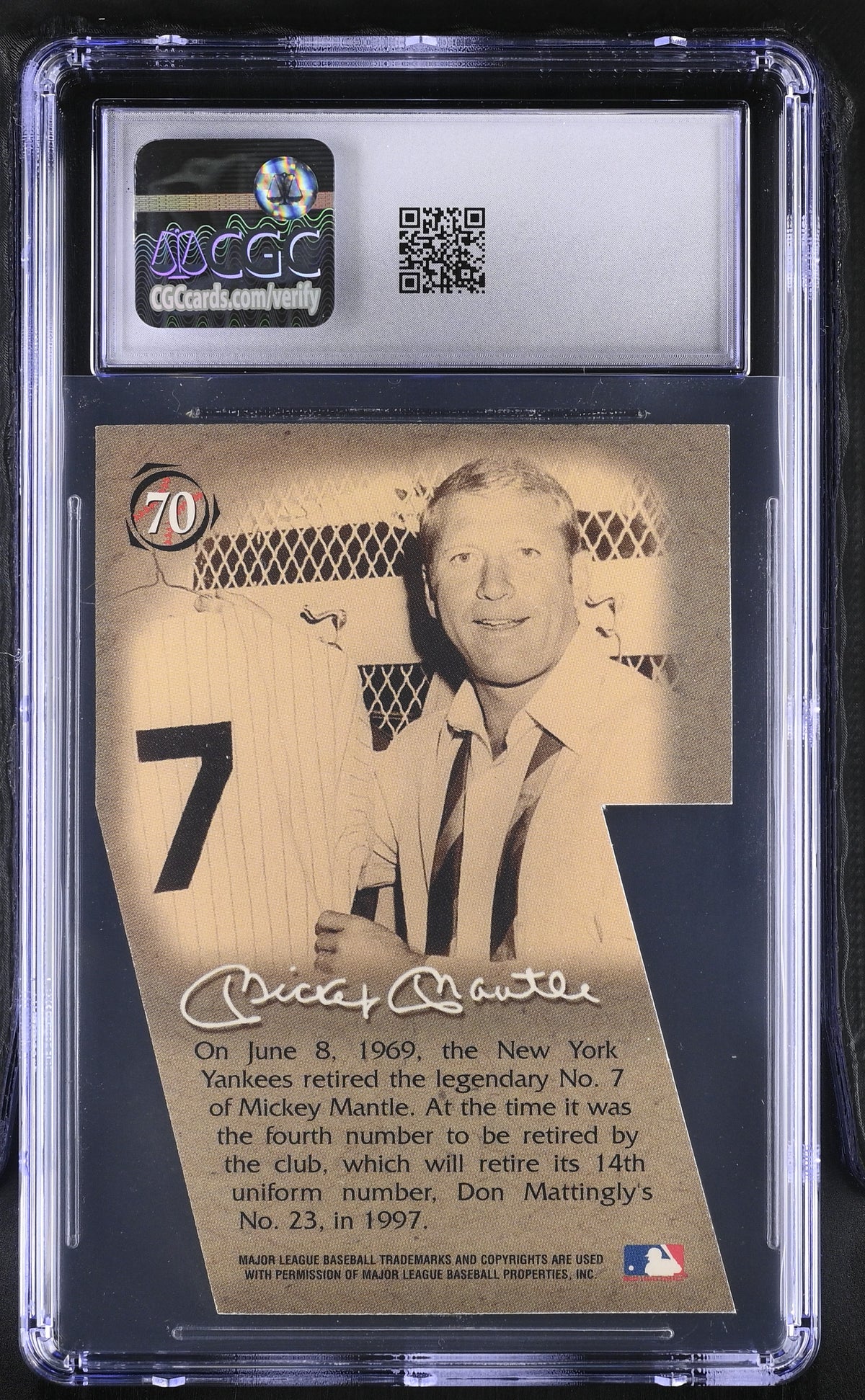 1997 Score Board Mickey Mantle Shoe Box Coll. Mickey Mantle #70 CGC 9 Yankees