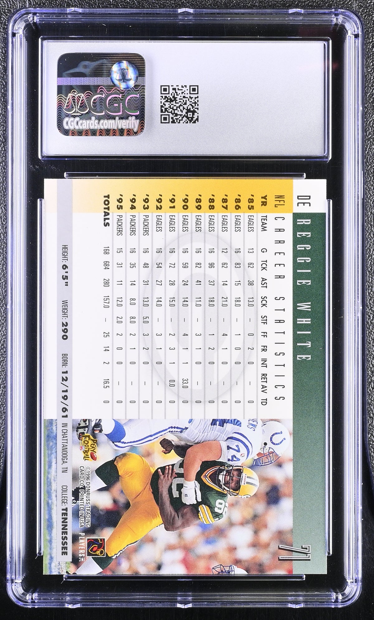 1996 Donruss Reggie White #71 CGC 10 Green Bay Packers