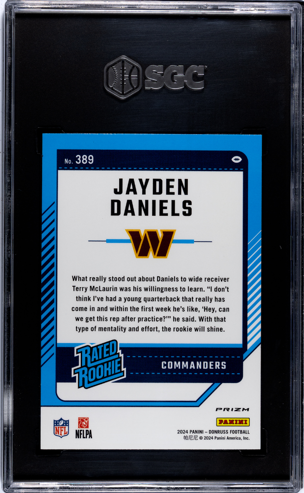 2024 Donruss Jayden Daniels Optic Preview Pink Rookie #389 SGC 9.5 Commanders