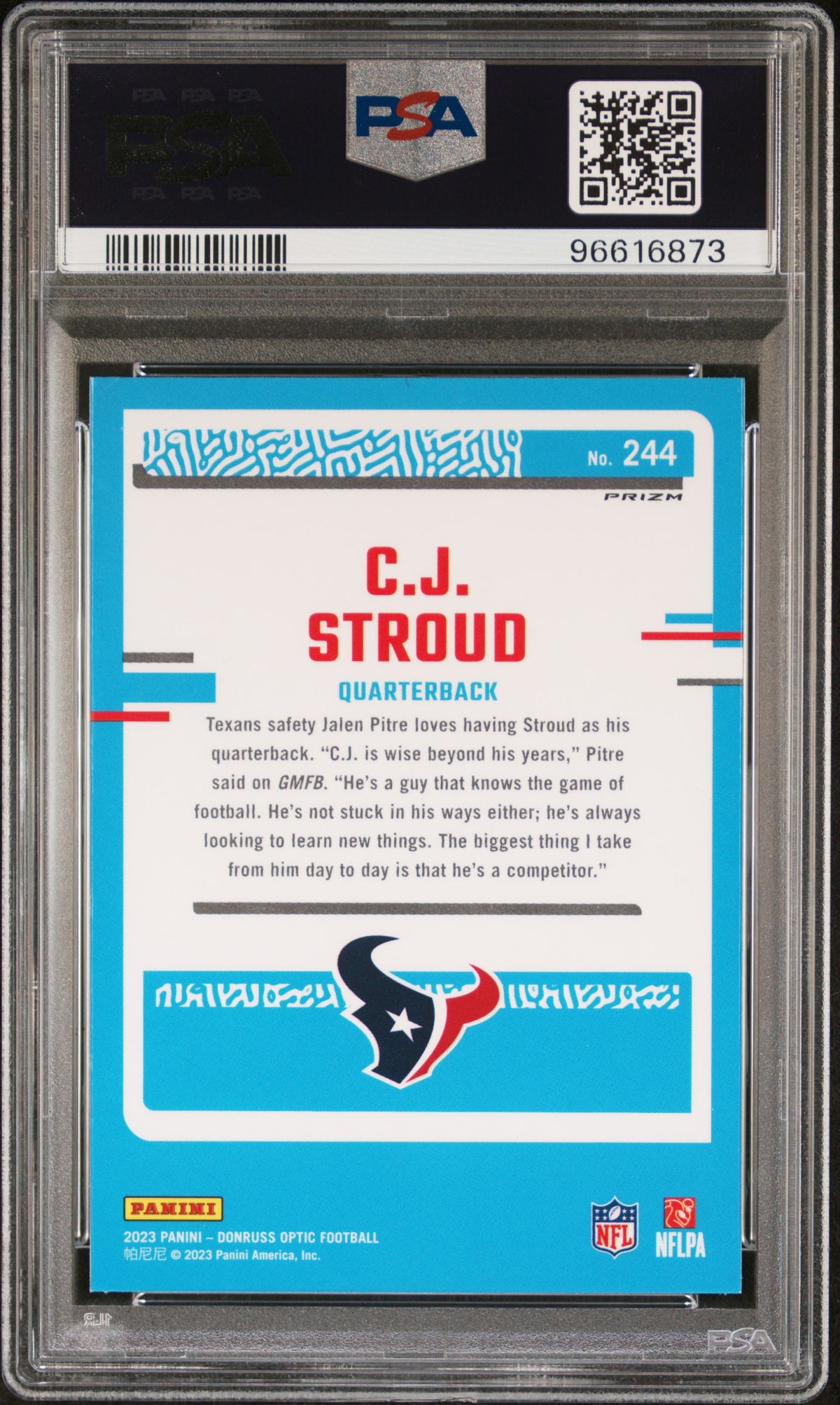 2023 Panini Donruss Optic CJ Stroud Holo Rookie #244 PSA 10 Houston Texans
