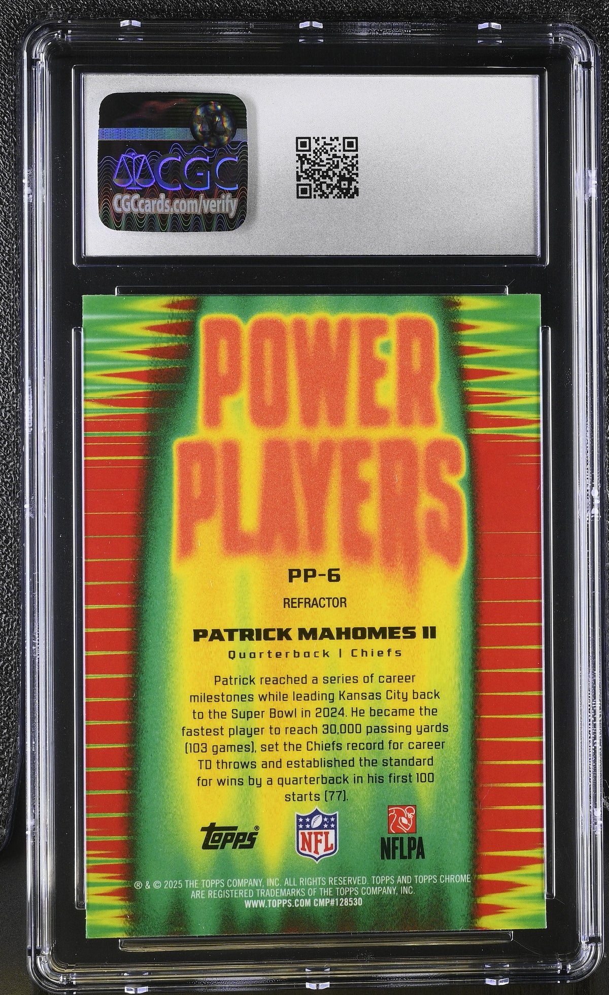 2025 Topps Chrome Patrick Mahomes II Refractor Power Players PP-6 CGC 9.5 Chiefs