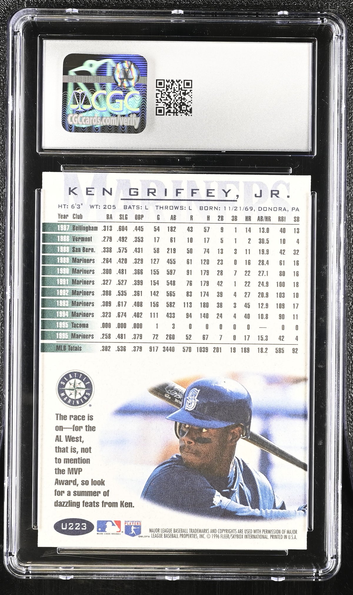 1996 Fleer Update Ken Griffey Jr. #U223 CGC 9.5 Seattle Mariners