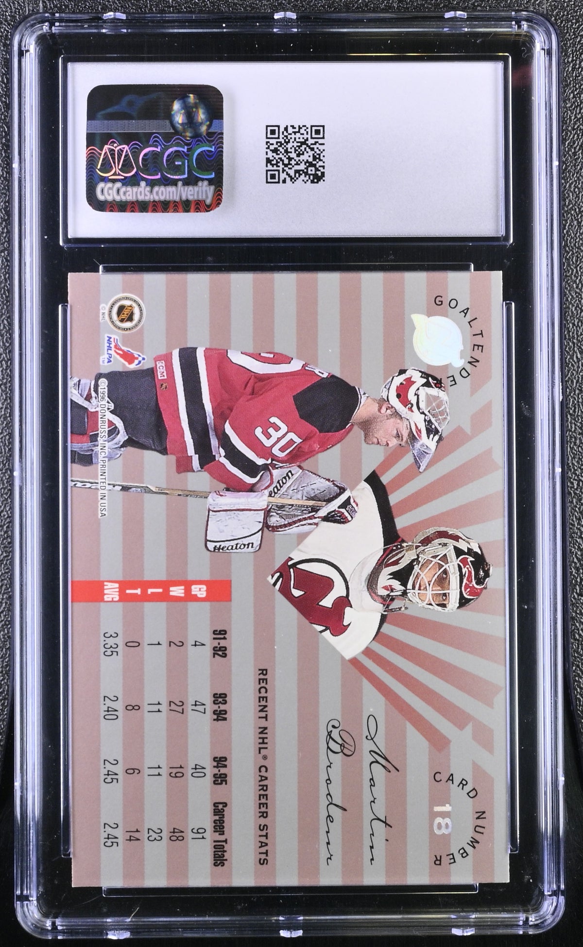 1995-96 Leaf Limited Martin Brodeur #18 CGC 9.5 New Jersey Devils