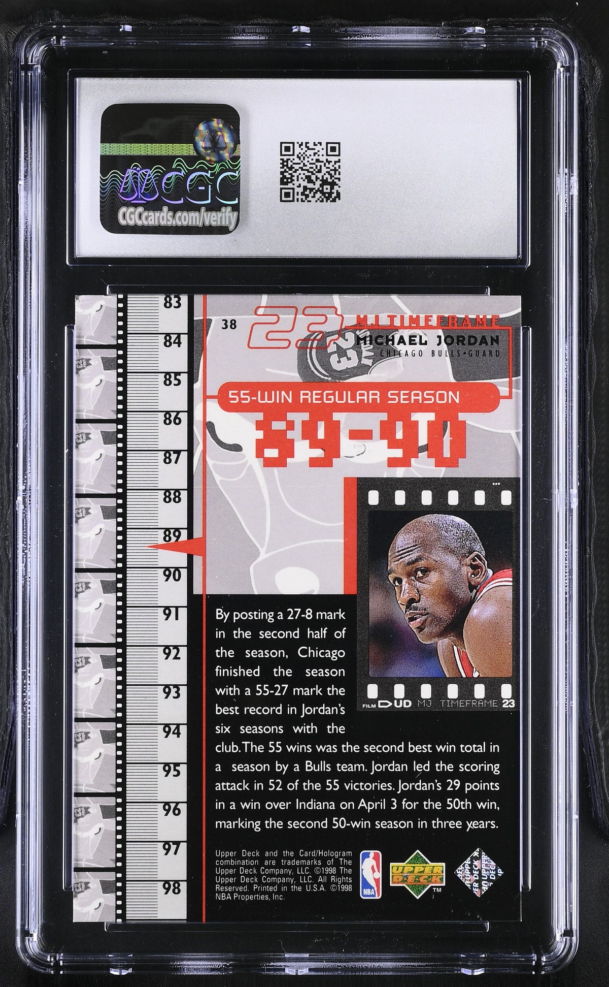 1998 Upper Deck MJ Living Legend Michael Jordan #38 CGC 9 Chicago Bulls