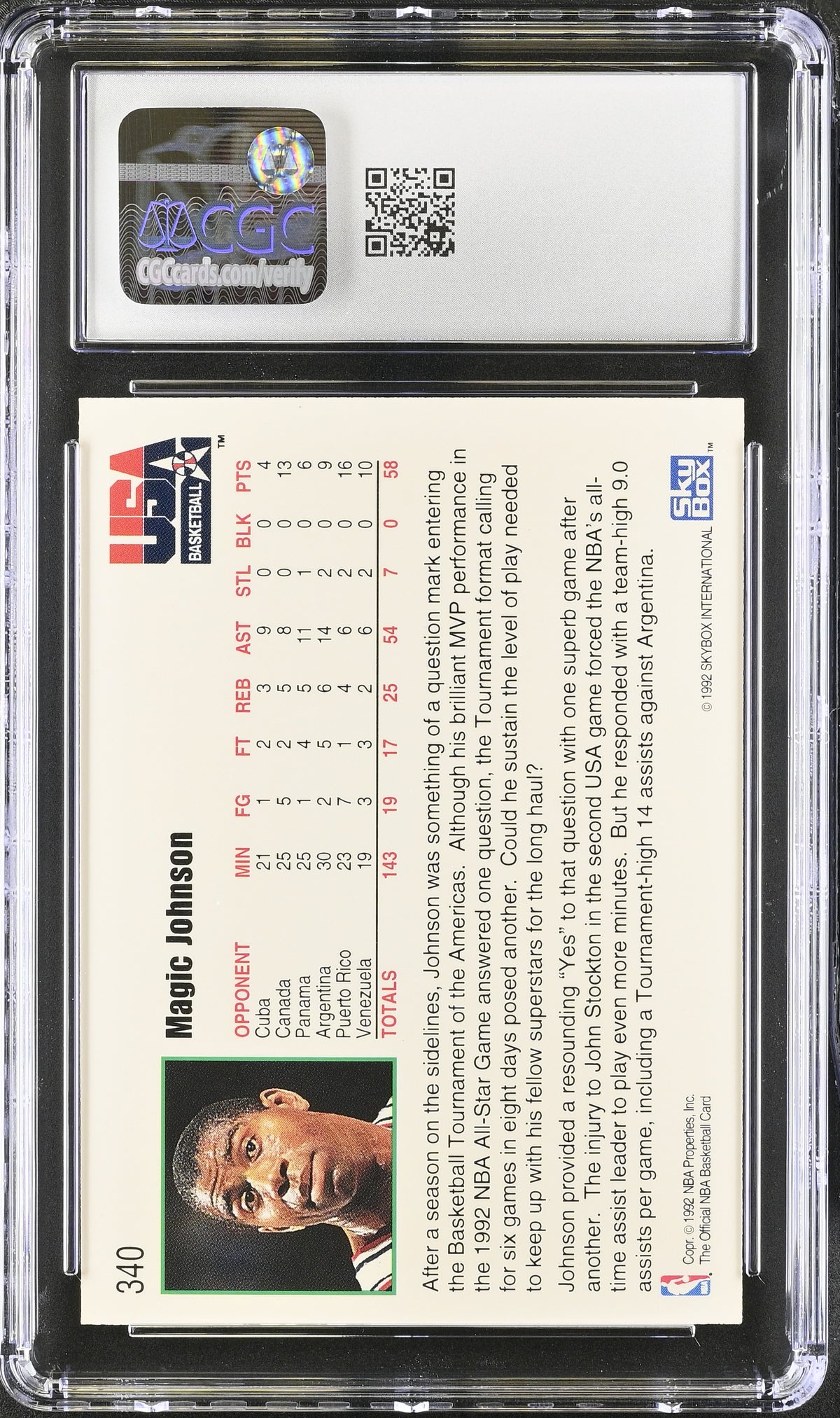 1992-93 Hoops Magic Johnson #340 CGC 9 Los Angeles Lakers