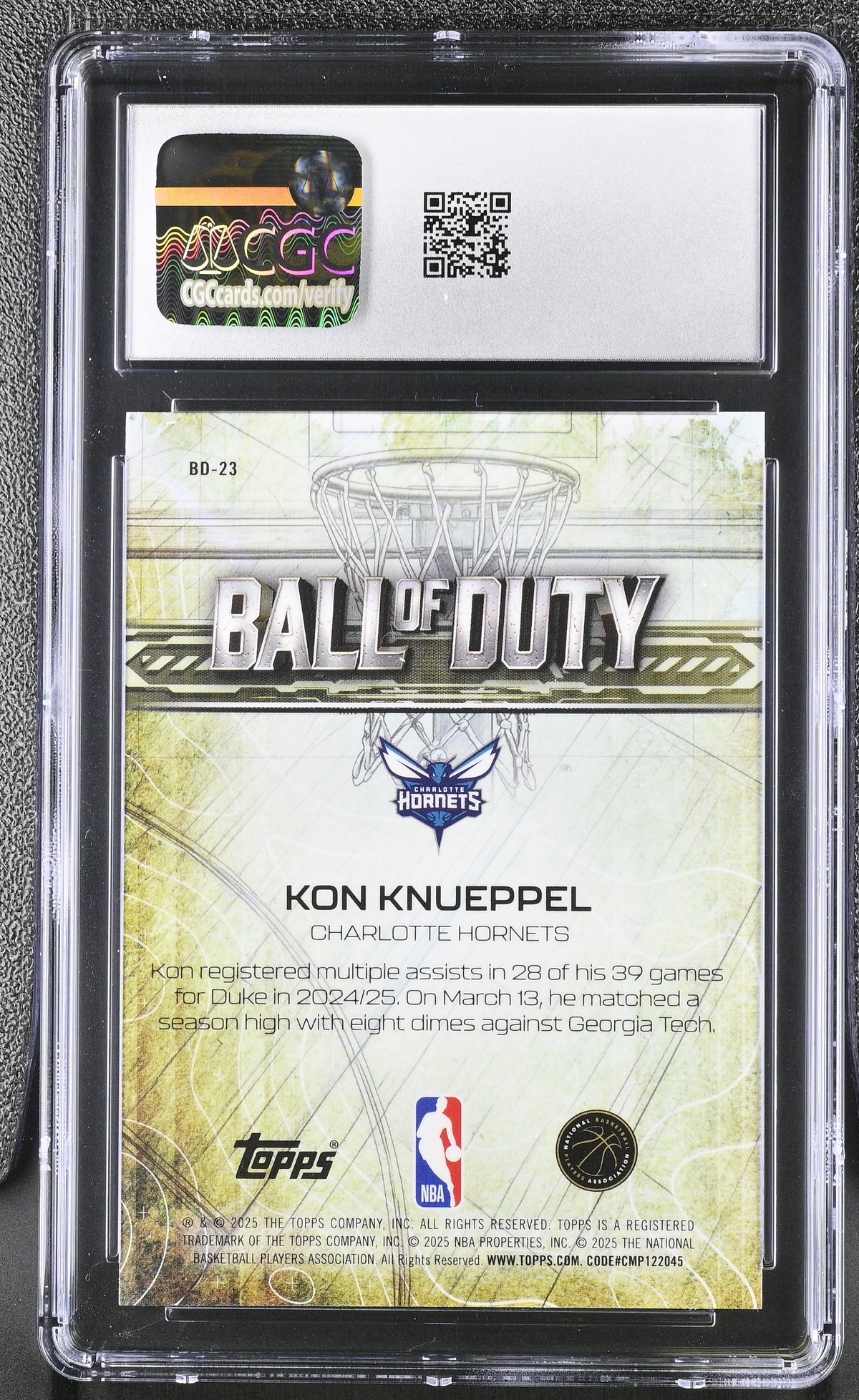 2025-26 Topps Chrome Kon Knueppel Rookie Ball of Duty #BD-23 CGC 10 Hornets