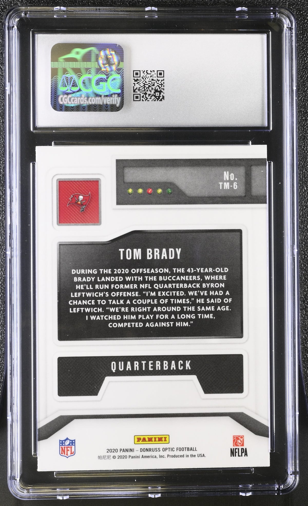 2020 Donruss Optic Tom Brady T-Minus 3...2...1 #TM-6 CGC 9 Tampa Bay Buccaneers