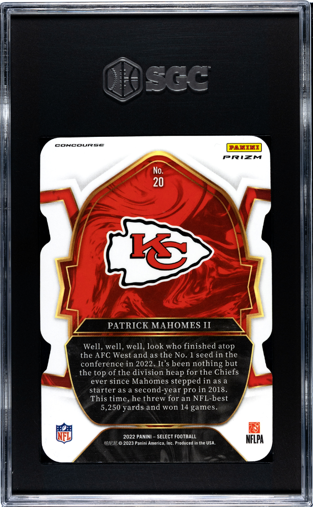 2022 Panini Select Patrick Mahomes II Black Green Die Cut Prizm #20 SGC 8 Chiefs