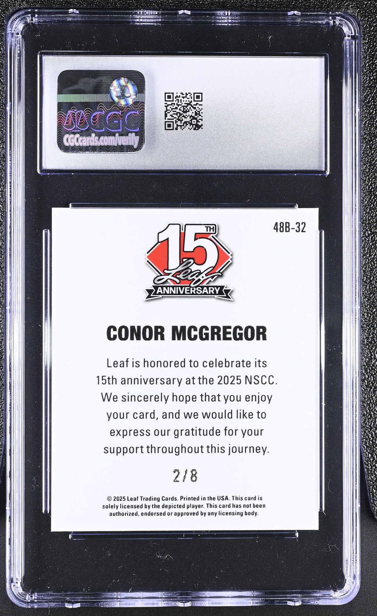 2025 Leaf 15th Anniversary Conor McGregor /8 '48 Leaf #48B-32 CGC 10
