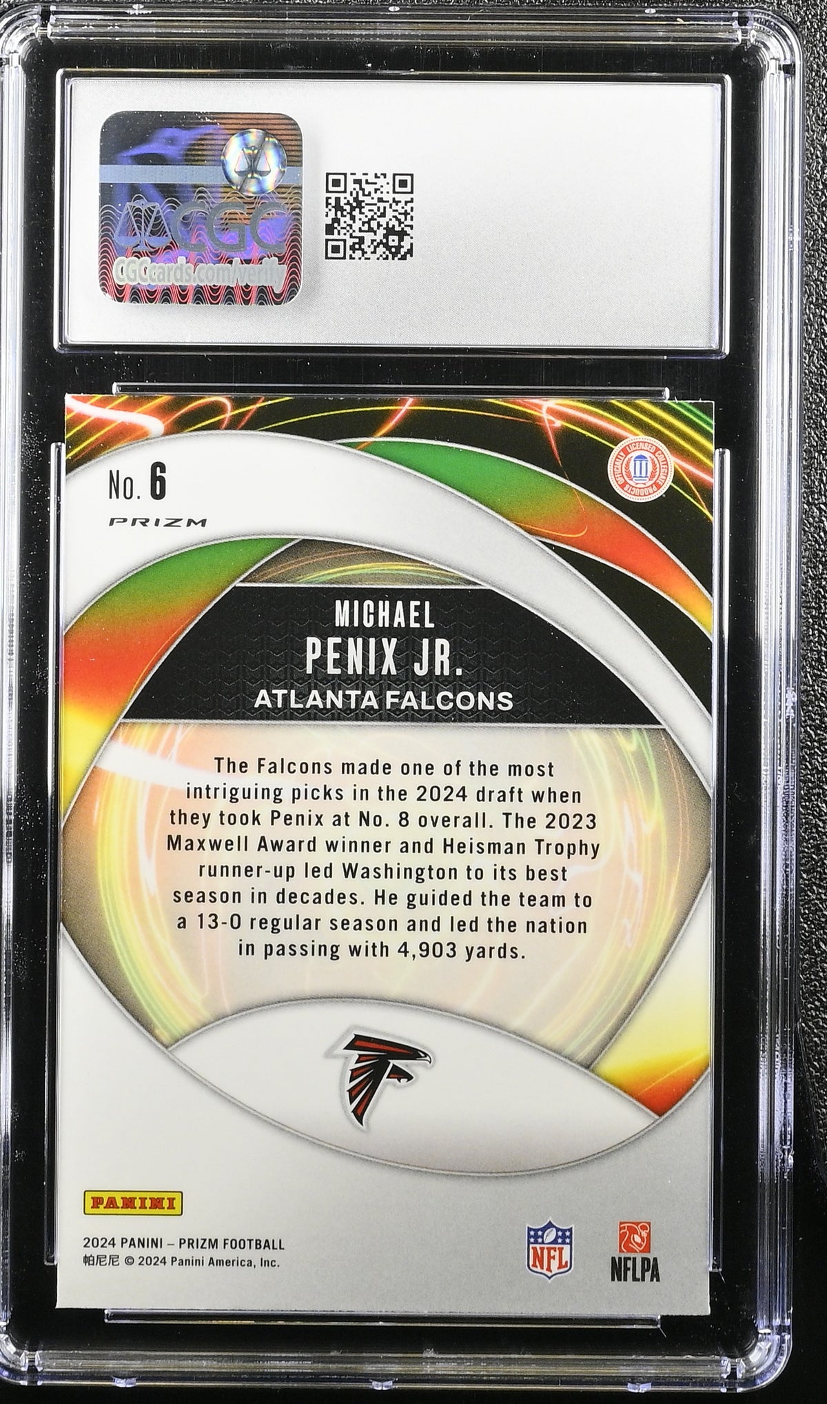 2024 Panini Prizm Michael Penix Jr. Green Rookie Portals #6 CGC 10 Falcons