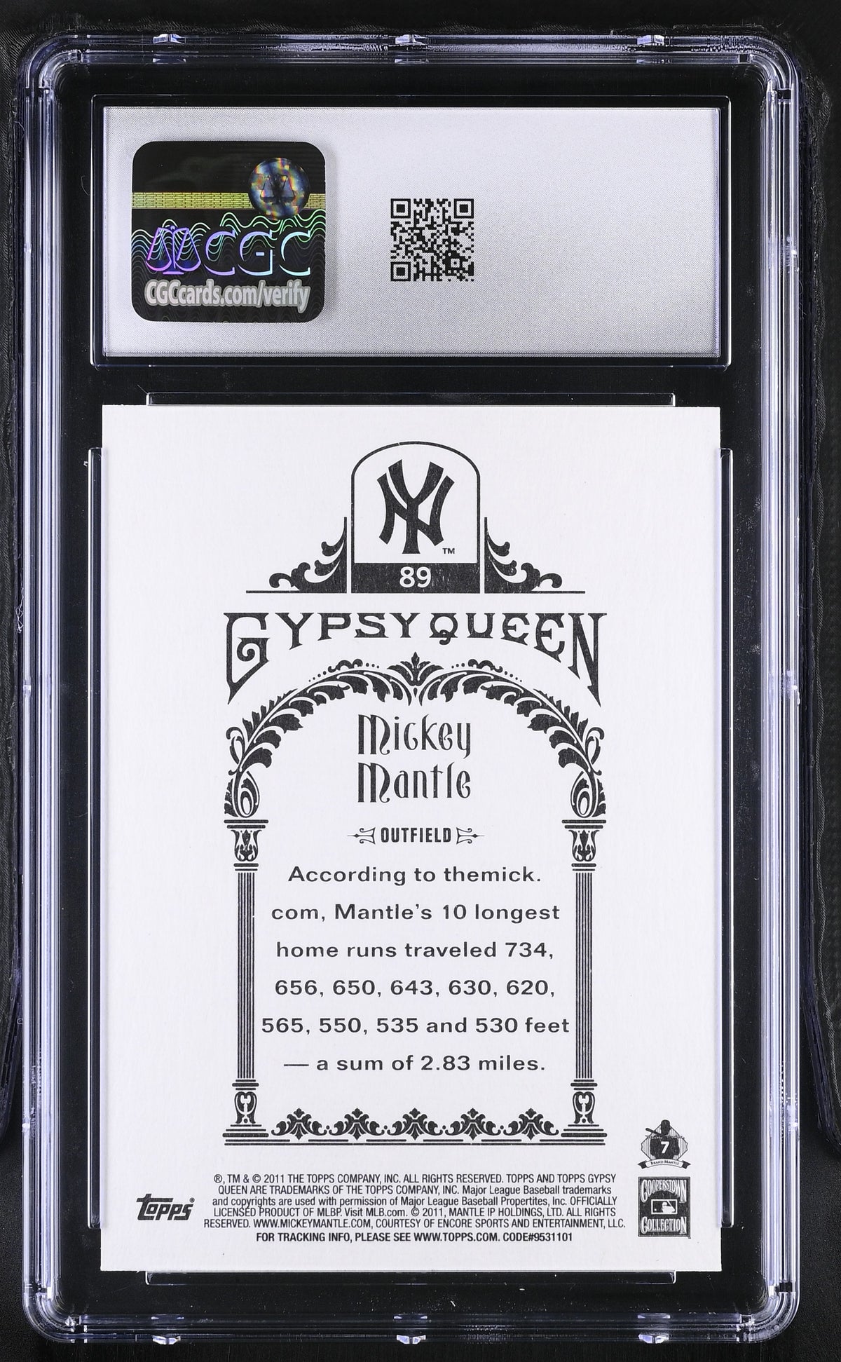 2011 Topps Gypsy Queen Mickey Mantle #89 CGC 9.5 New York Yankees