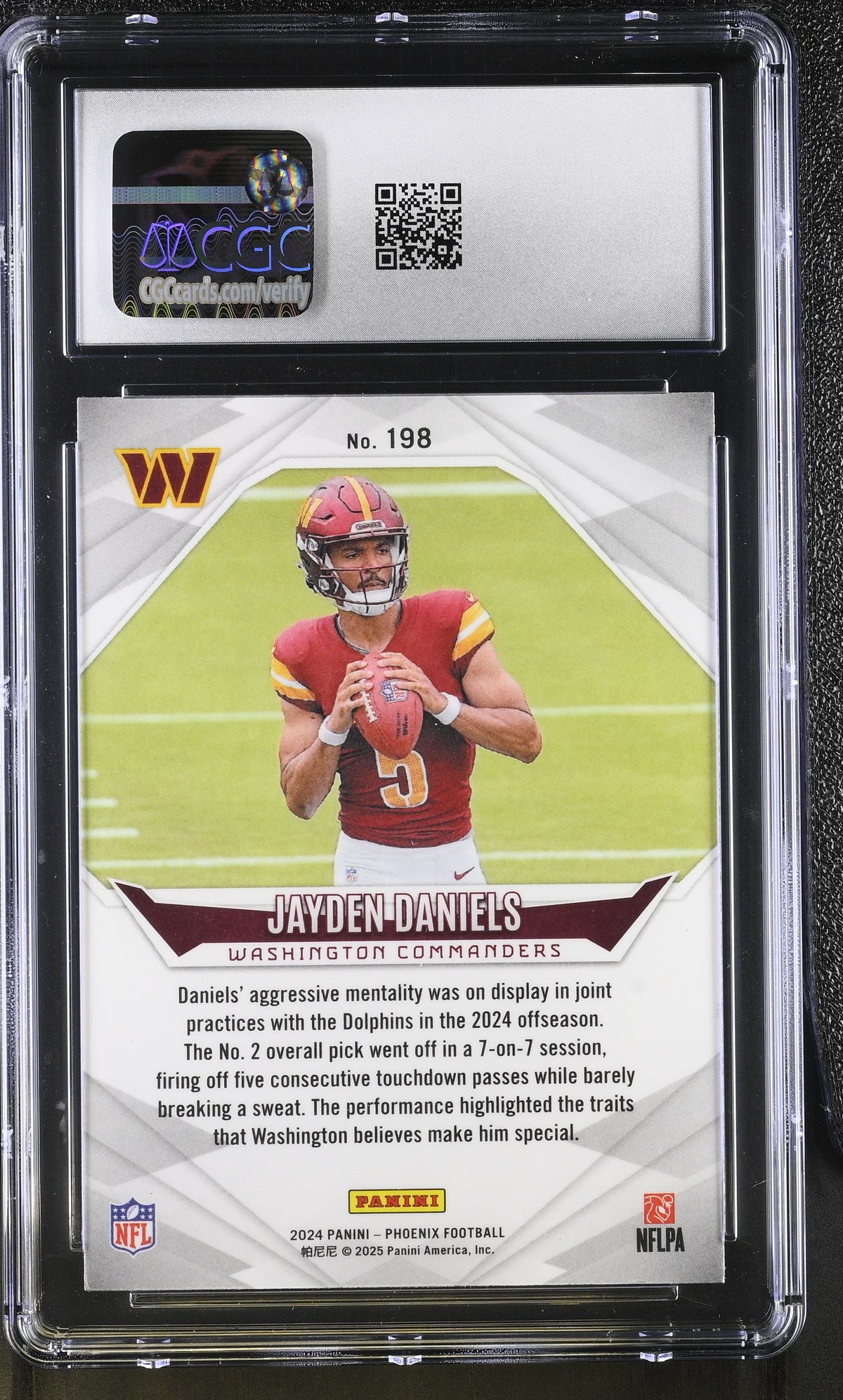2024 Panini Phoenix Jayden Daniels Purple Rookie #198 CGC 9.5 Commanders
