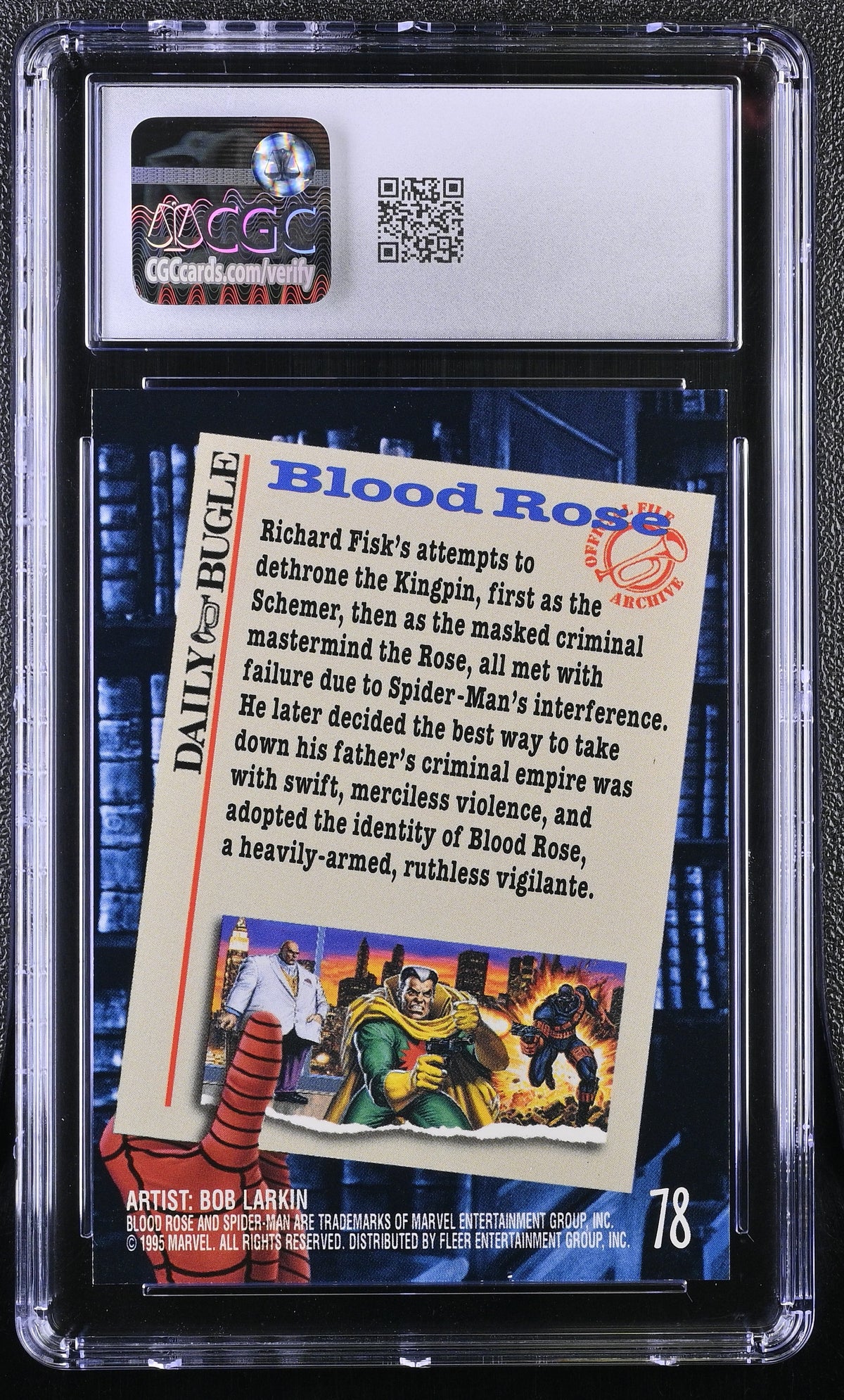 1995 Fleer Ultra Spider-Man Blood Rose #78 CGC 9.5