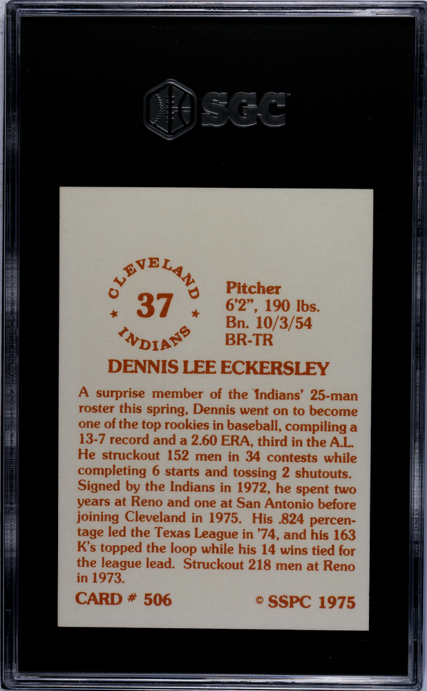 1975 Sspc Dennis Eckersley #506 SGC 5