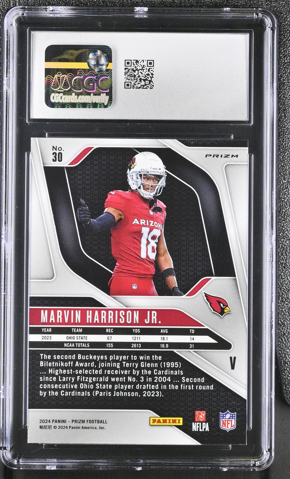 2024 Panini Prizm Marvin Harrison Jr. Rookie Variations #30 CGC 10 Cardinals