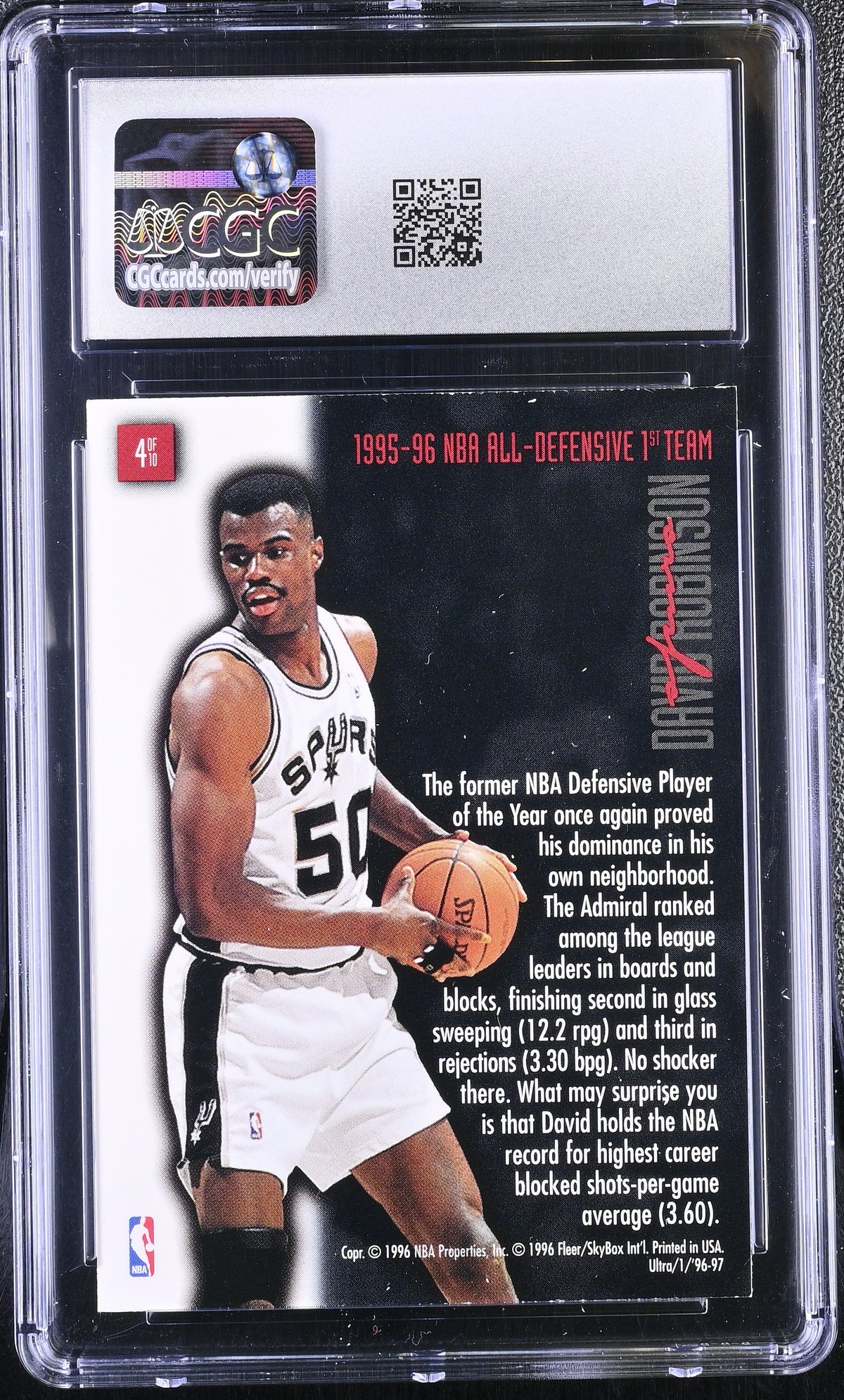 1996-97 Fleer Ultra David Robinson Full Court Trap #4 CGC 8 San Antonio Spurs