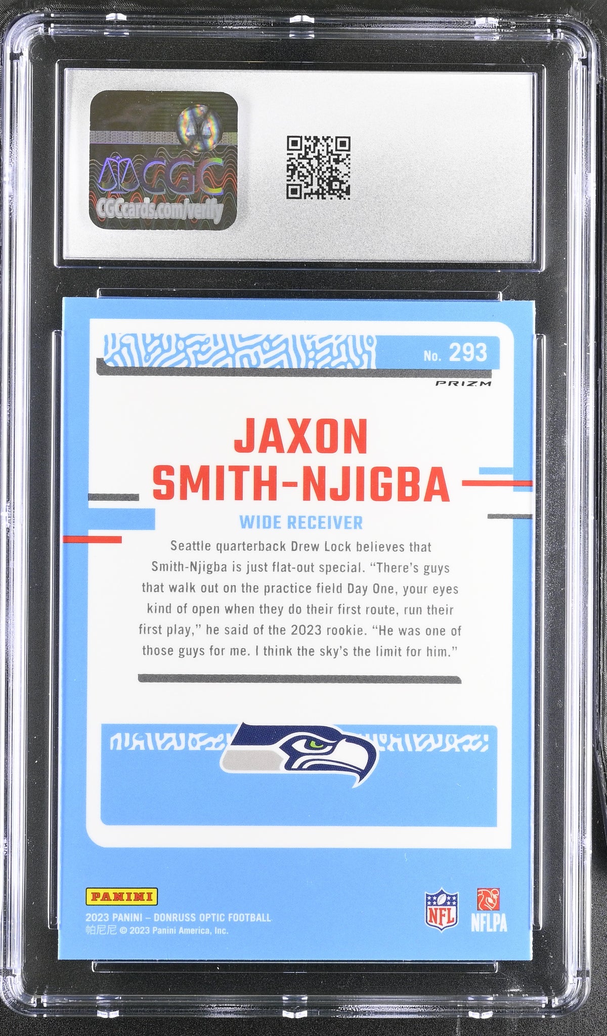 2023 Donruss Optic Jaxon Smith-Njigba Stars Rookie #293 CGC 9.5 Seattle Seahawks