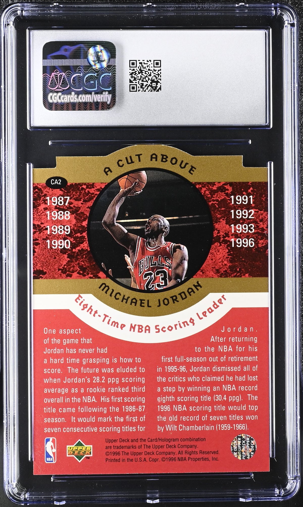 1996-97 Collector's Choice Michael Jordan A Cut Above #CA2 CGC 10 Chicago Bulls