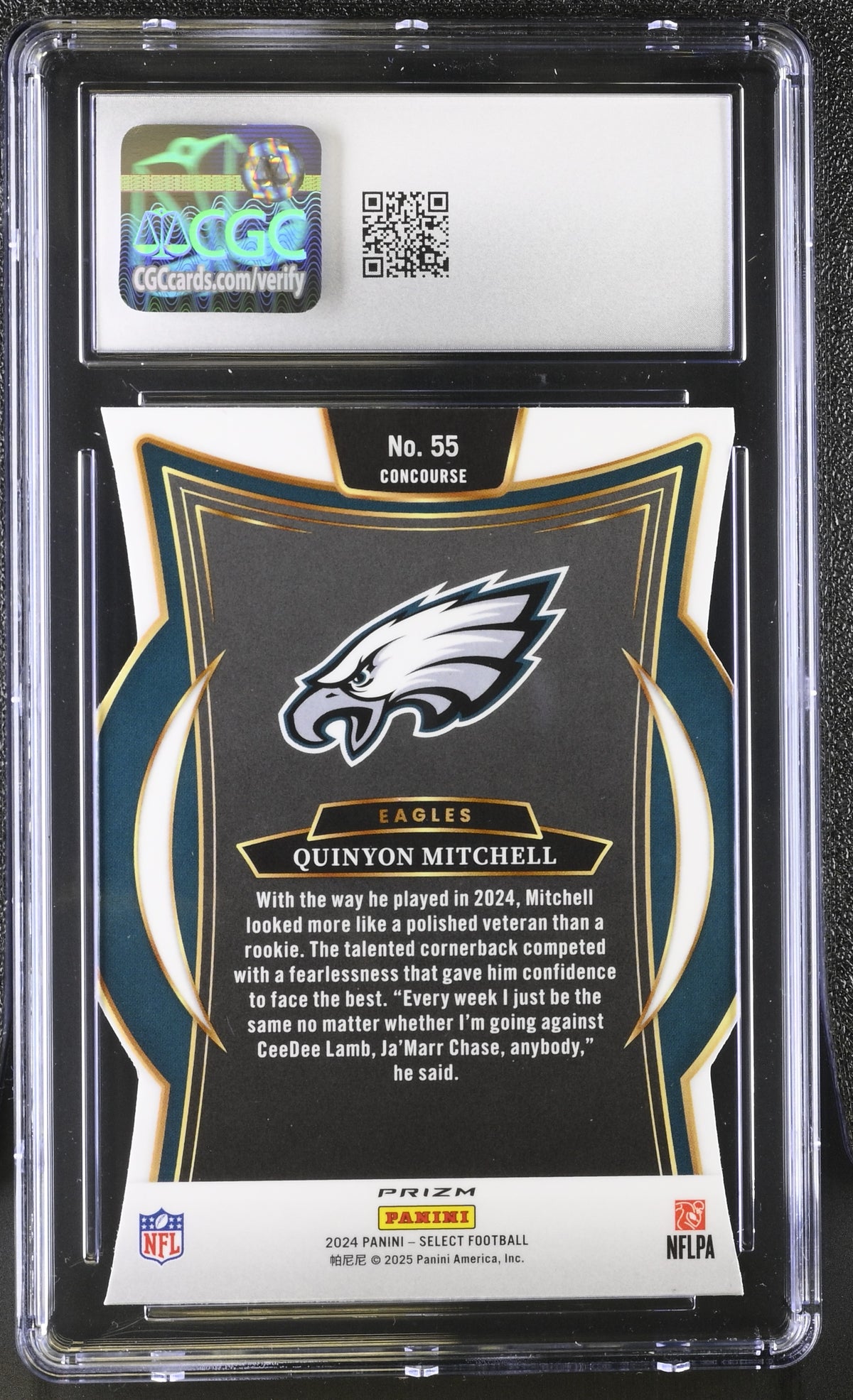 2024 Panini Select Quinyon Mitchell Silver Rookie #55 CGC 9 Philadelphia Eagles