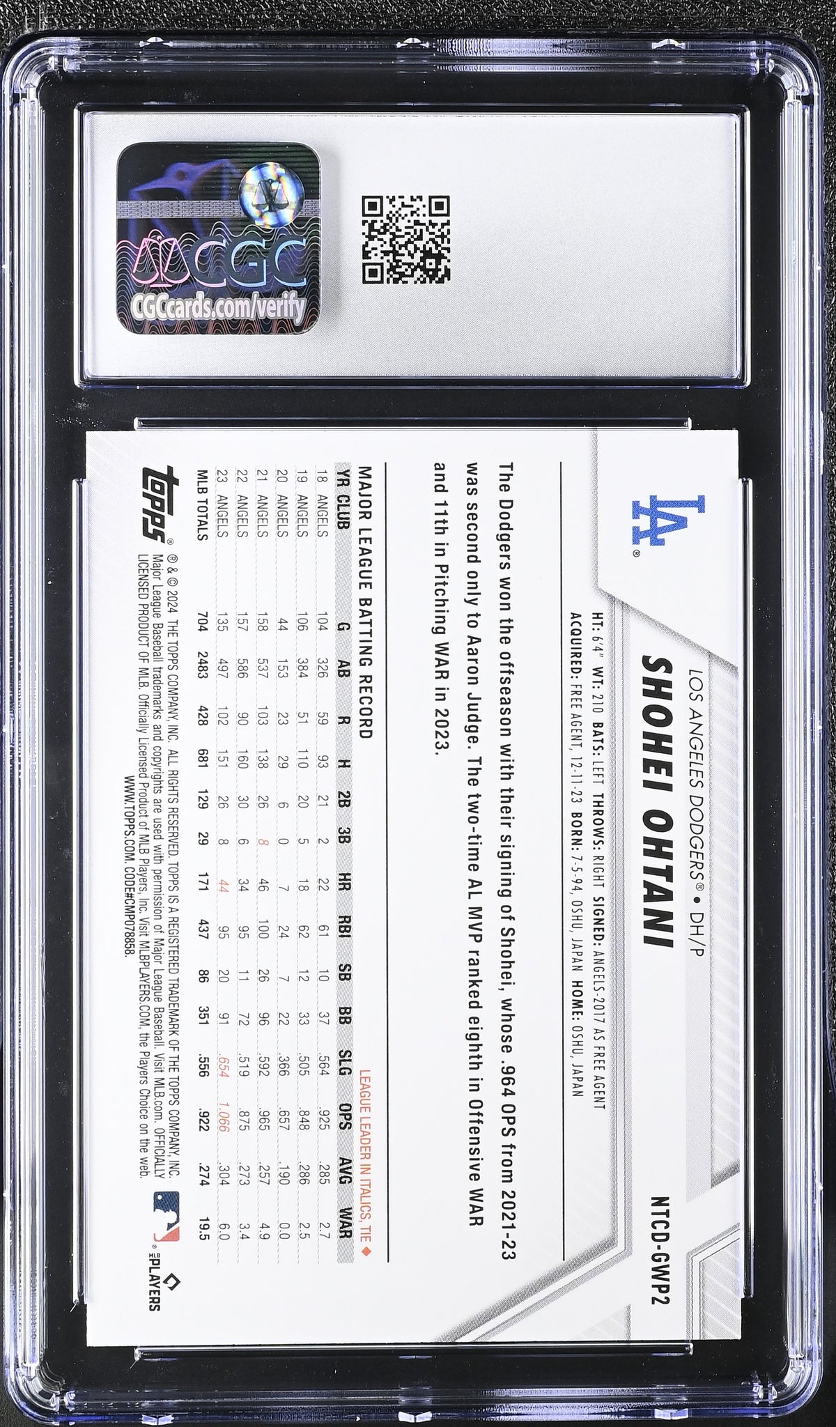 2024 Topps National Trading Card Day Shohei Ohtani #NTCD-GWP2 CGC 9.5 Dodgers