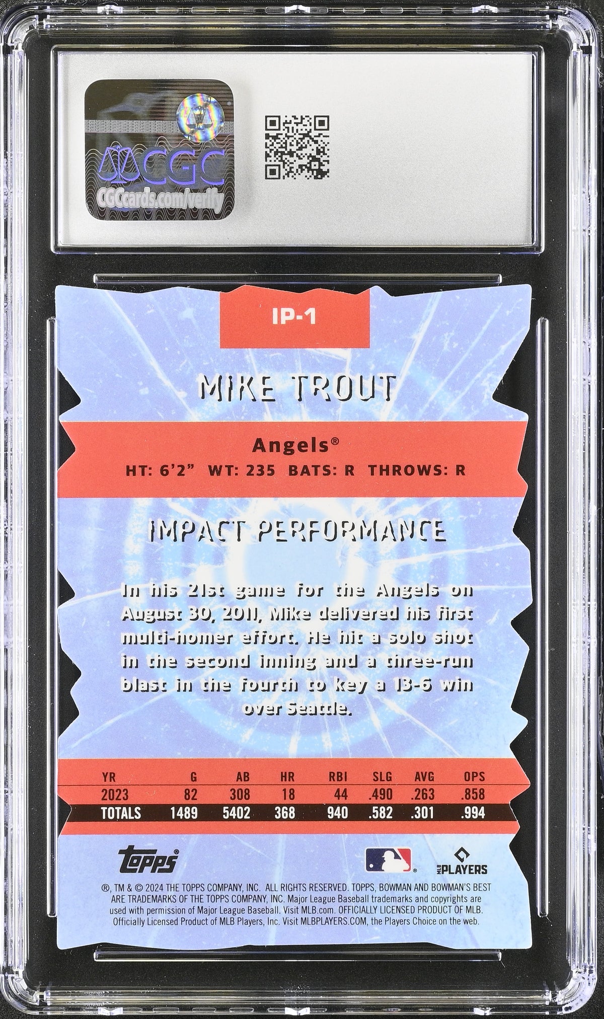 2024 Best Mike Trout Mini-Diamond Refractor Impact Players #IP-1 CGC 10 Angels