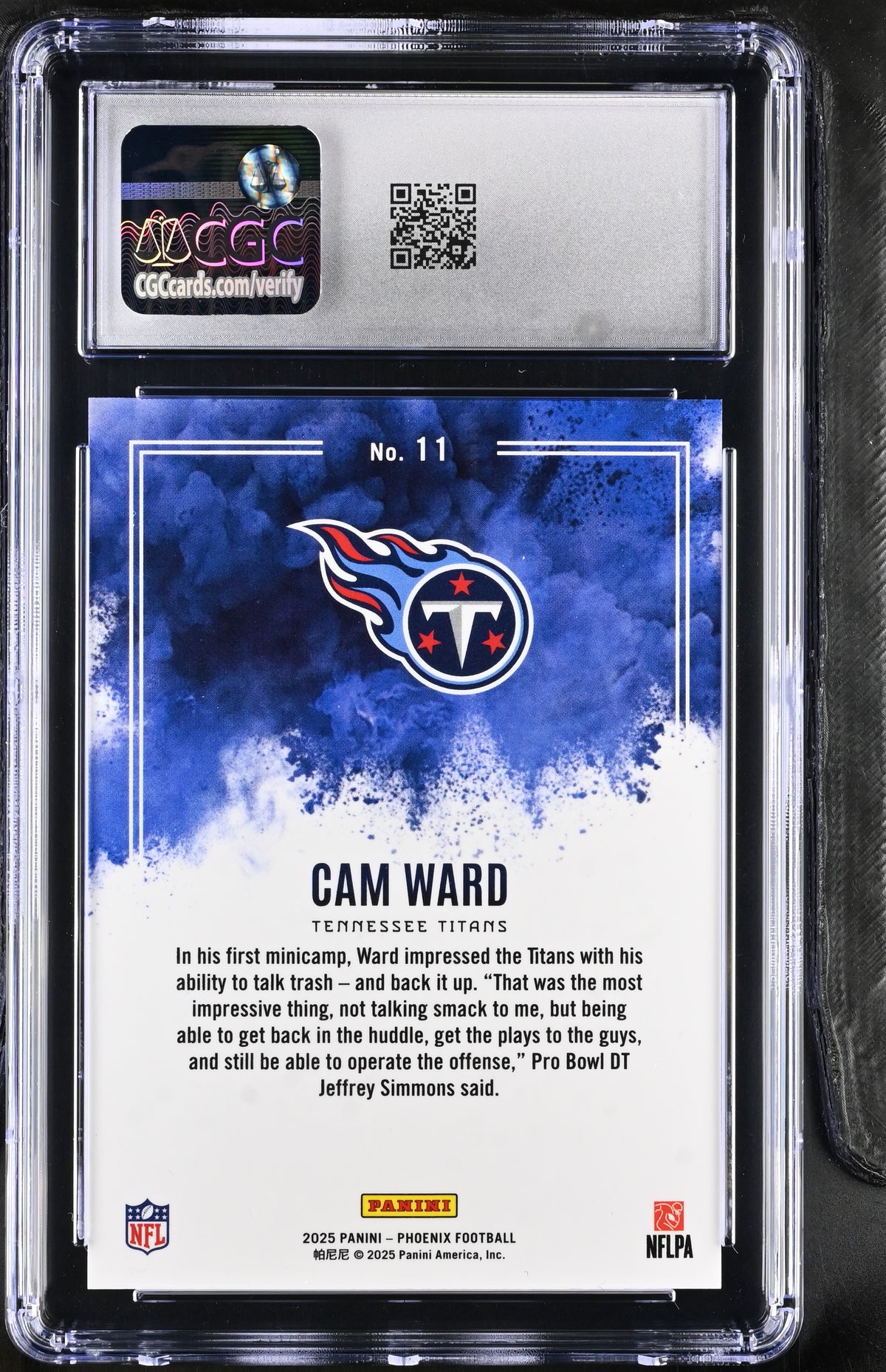 2025 Panini Phoenix Cam Ward Rookie Color Blast #11 CGC 10 Tennessee Titans