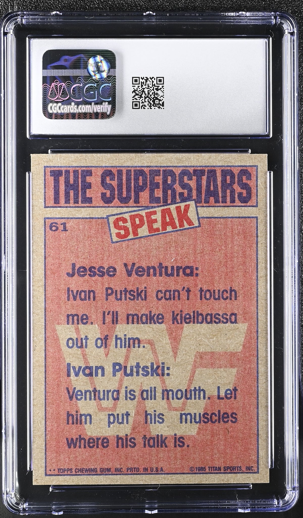 1985 Topps WWF Jesse Ventura/Ivan Putski #61 CGC 9