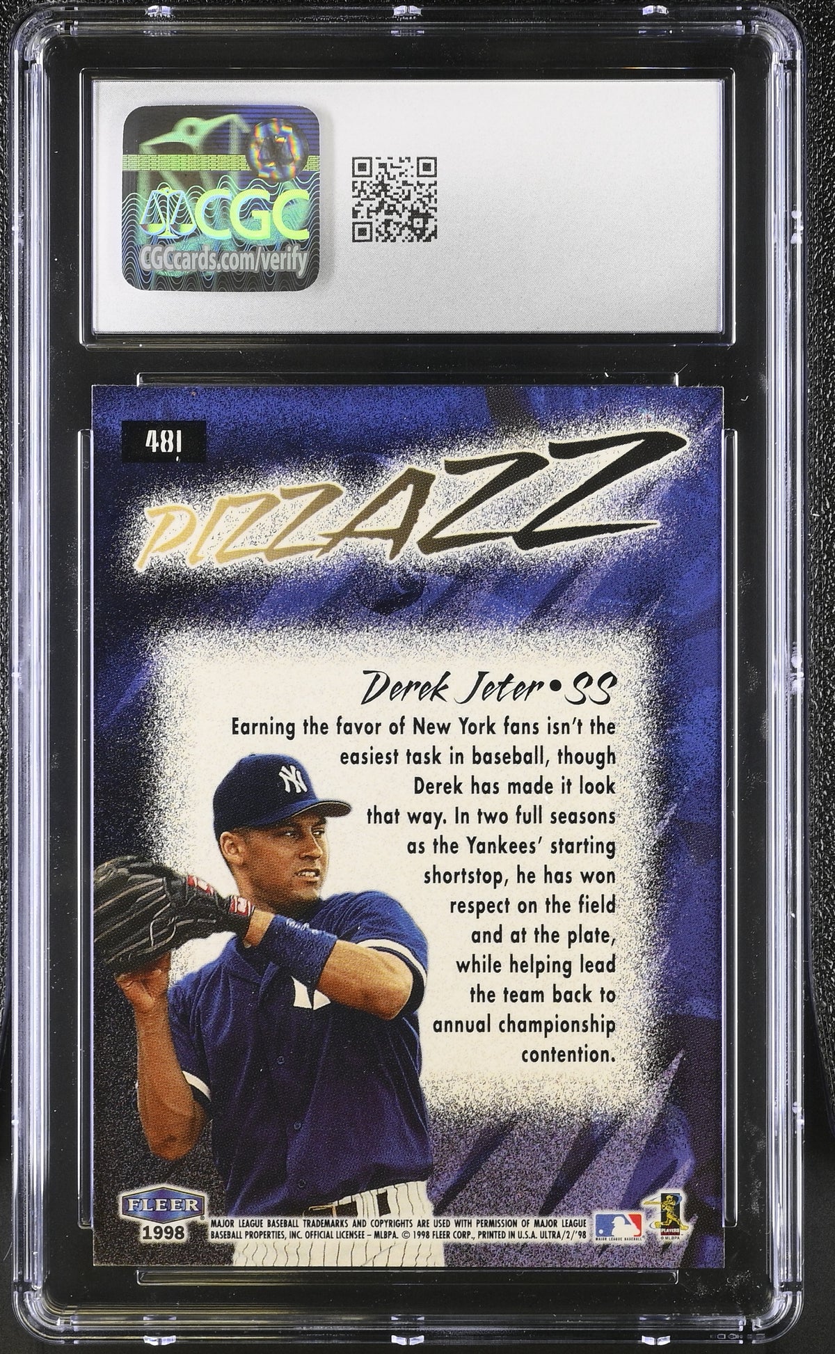 1998 Fleer Ultra Derek Jeter #481 CGC 10 New York Yankees