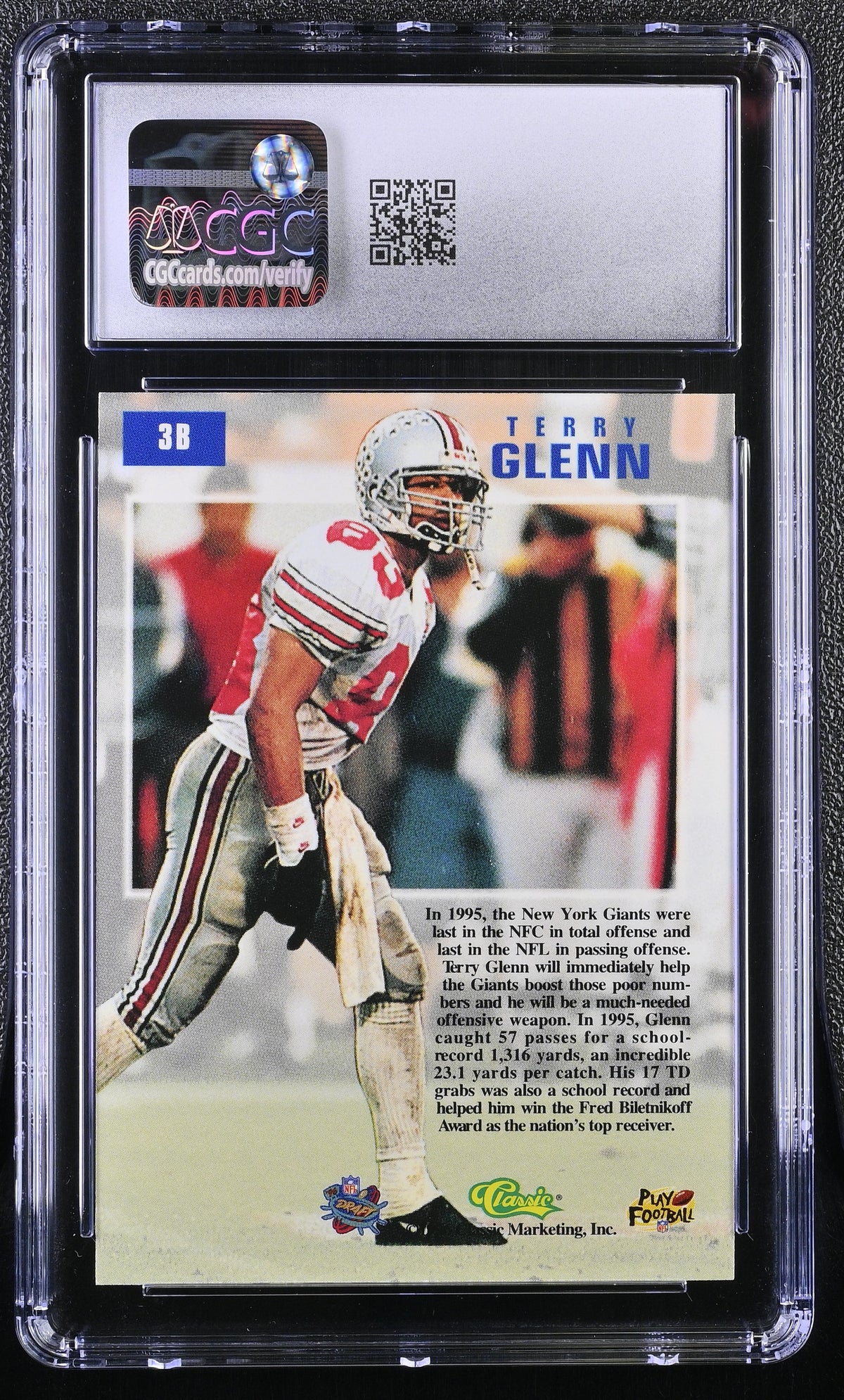 1996 Classic NFL Draft Day Terry Glenn Rookie #3B CGC 9.5 New York Giants