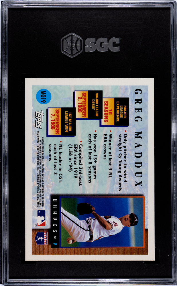 1996 Topps Greg Maddux #MG19 Master Of The Game SGC 9