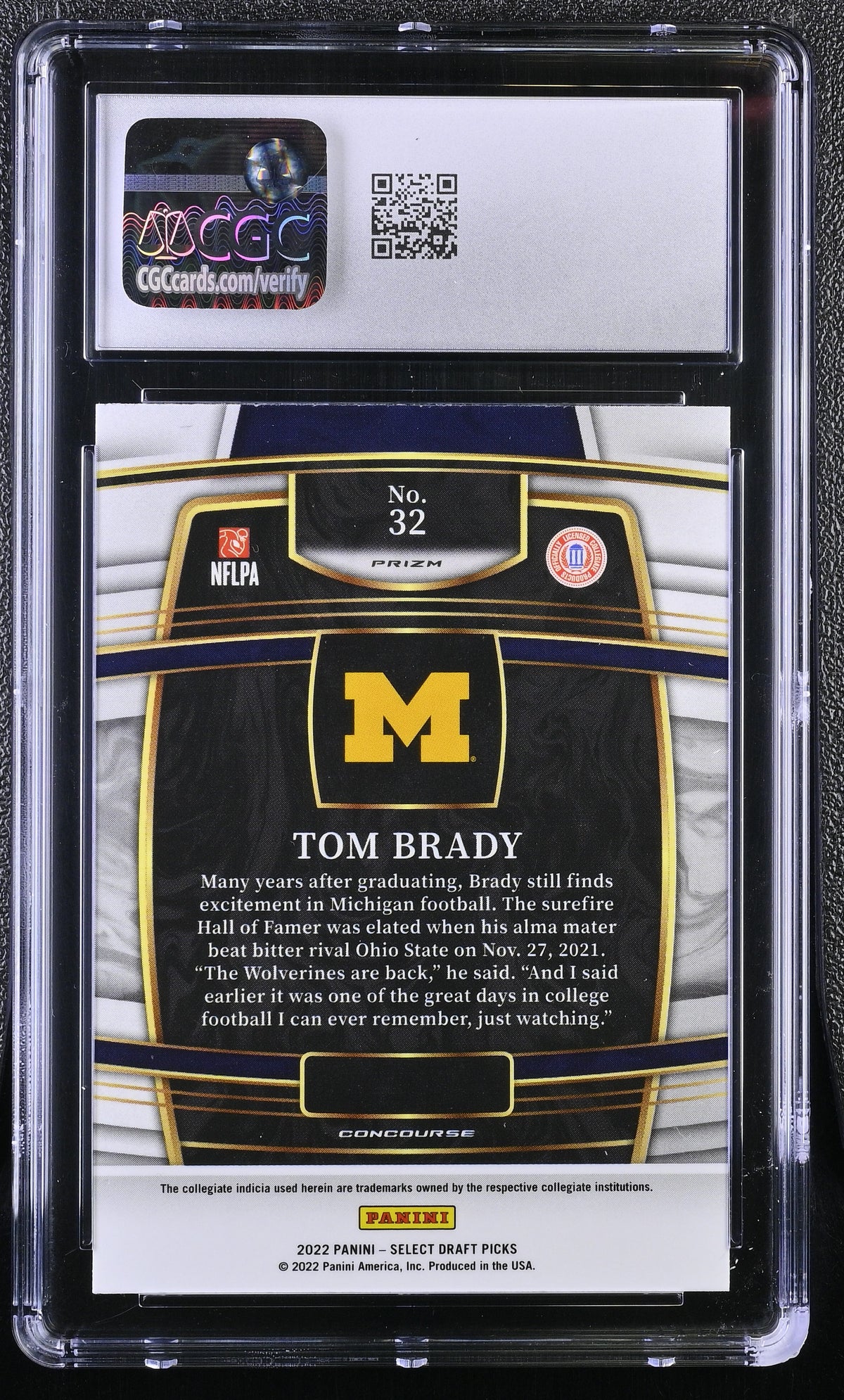 2022 Panini Select Draft Picks Tom Brady Silver #32 CGC 9.5 Michigan