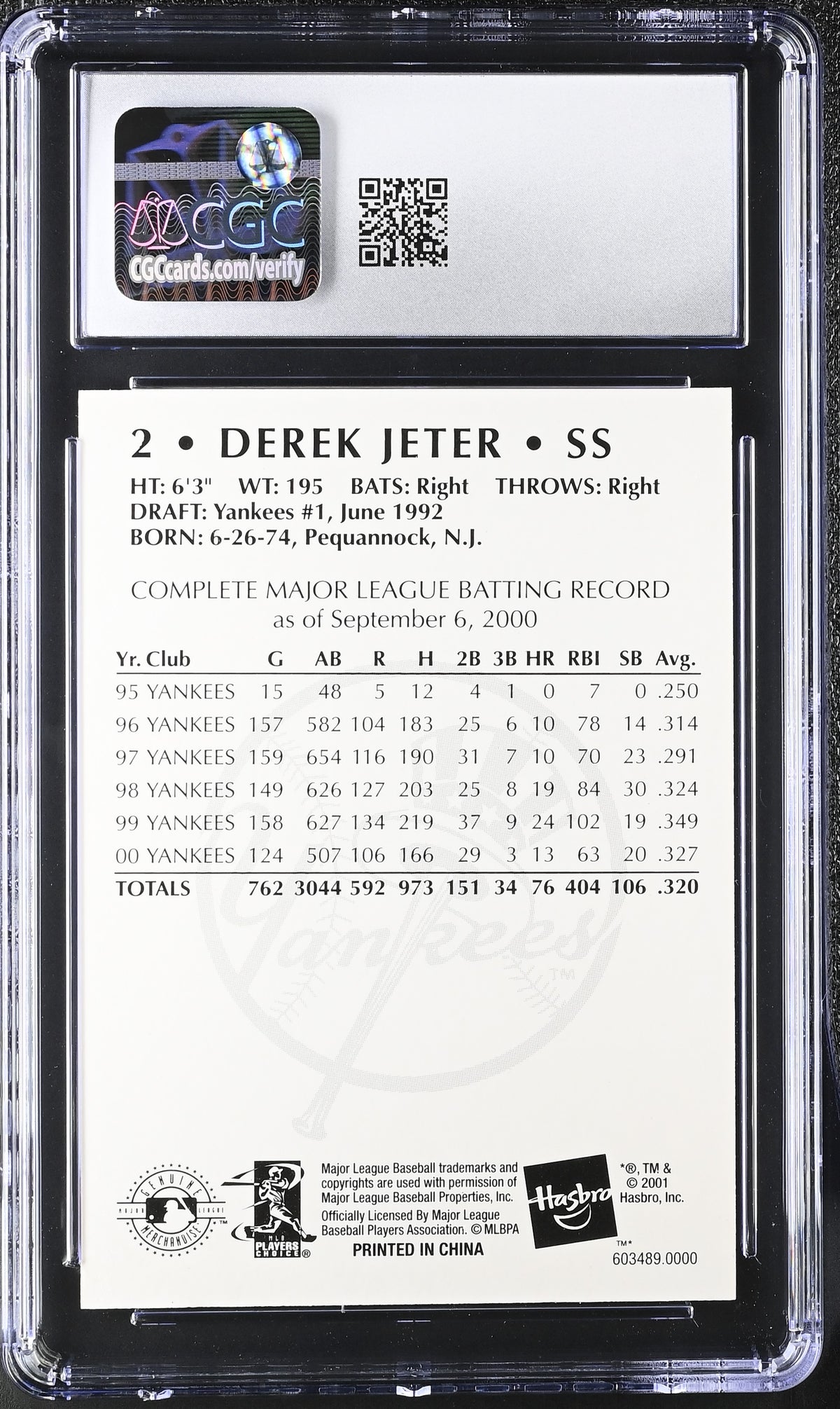 2001 Hasbro Starting Lineup 2 Derek Jeter CGC 9 New York Yankees