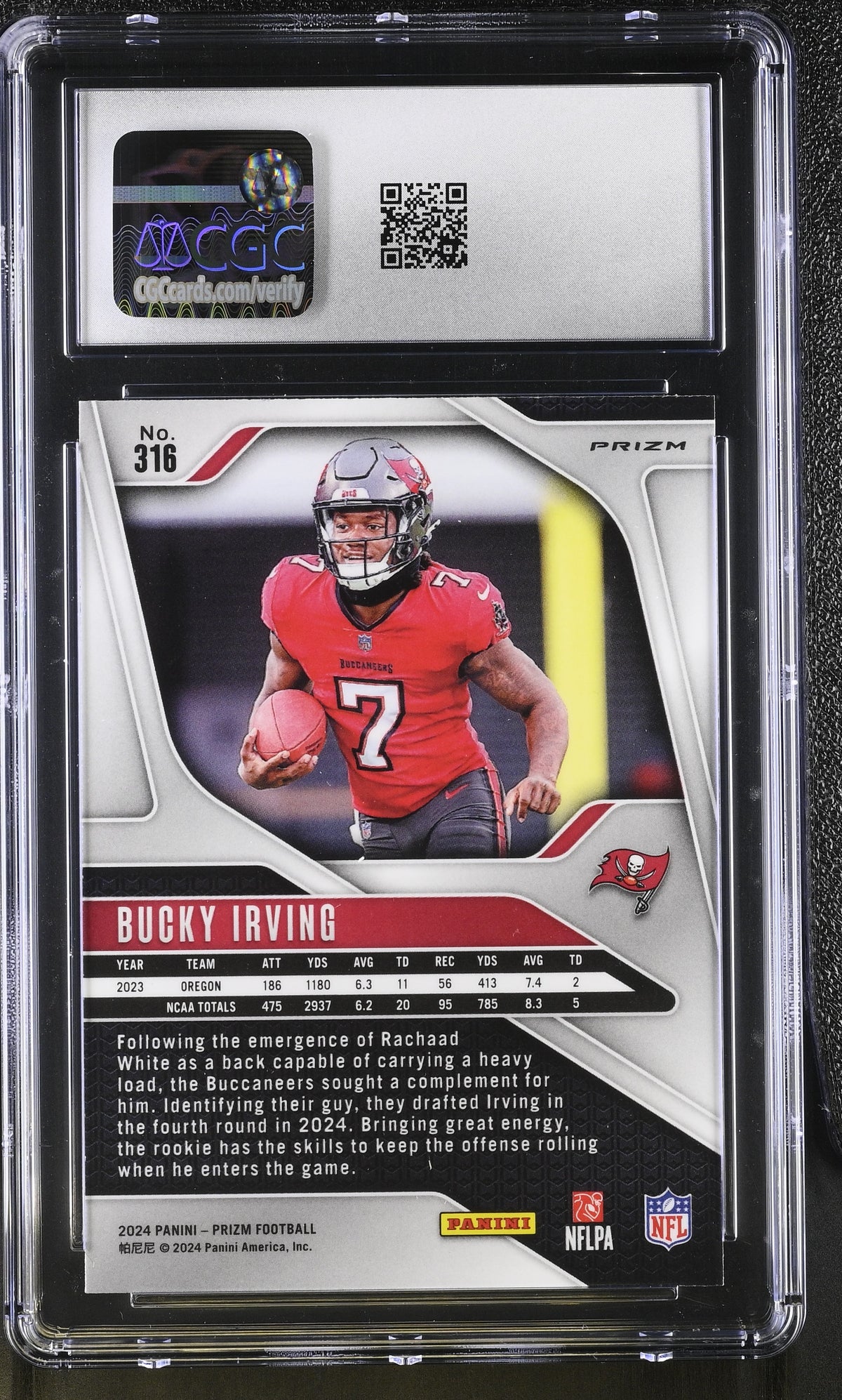 2024 Panini Prizm Bucky Irving Lazer Rookie #316 CGC 9.5 Tampa Bay Buccaneers