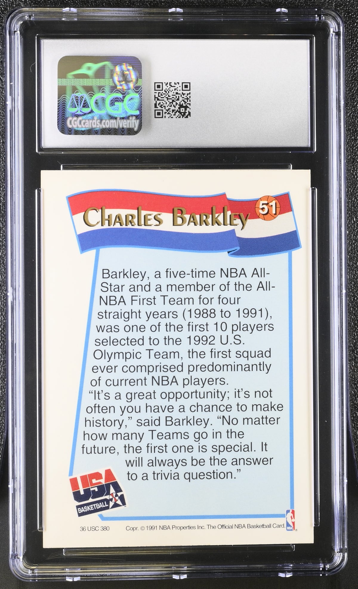 1991-92 Hoops Mcdonald's Charles Barkley USA #51 CGC 9 Phoenix Suns