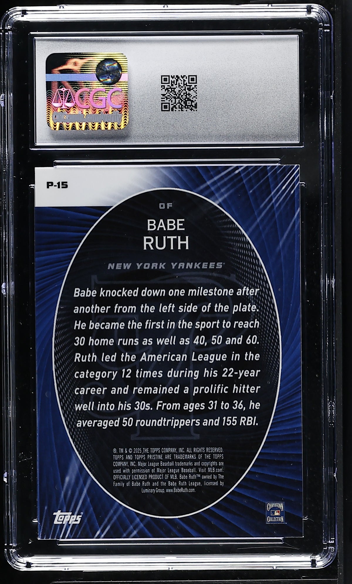 2025 Topps Pristine Babe Ruth Perseverance #P-15 CGC 9.5 New York Yankees