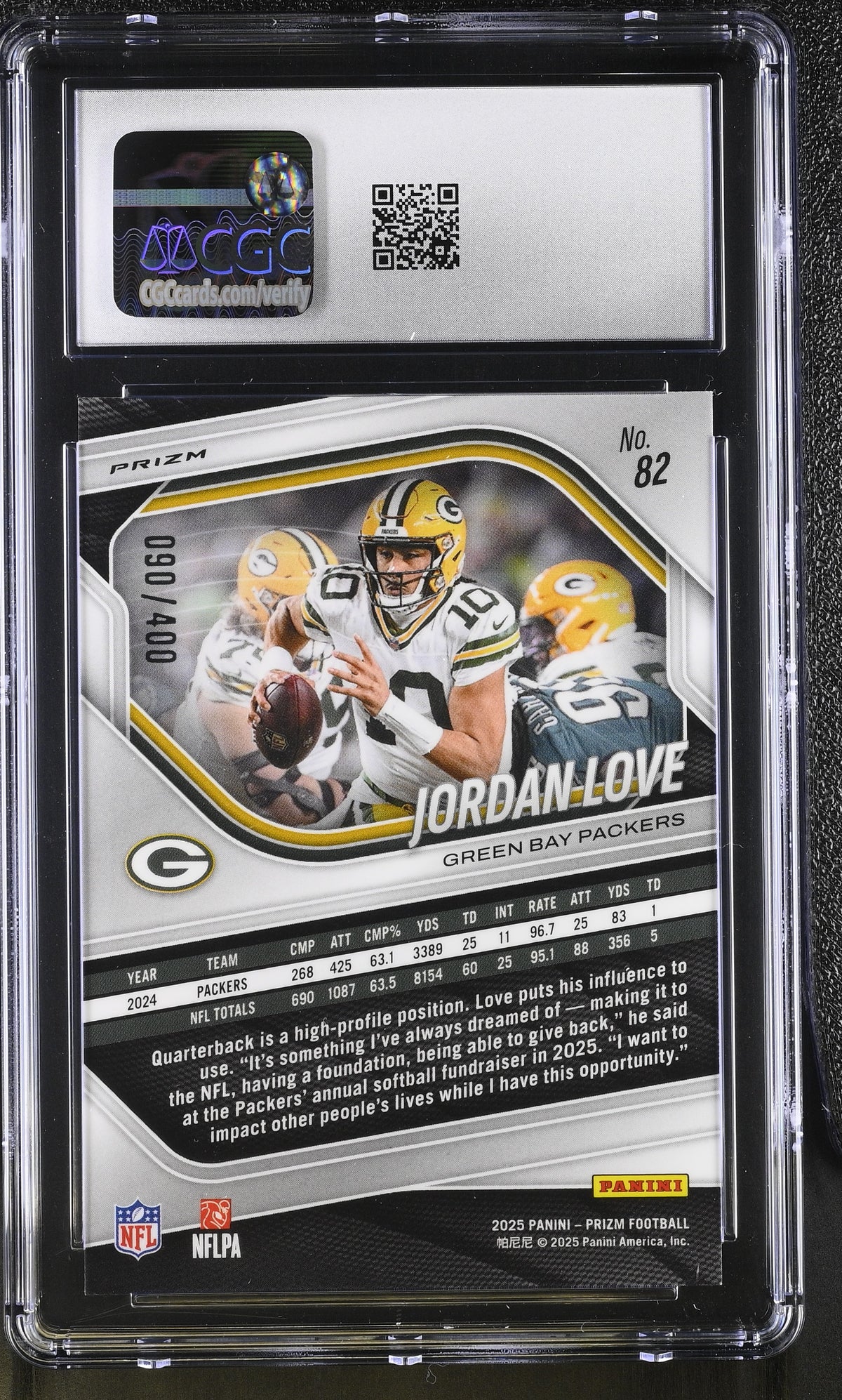 2025 Panini Prizm Jordan Love Pandora /400 #82 CGC 9.5 Green Bay Packers