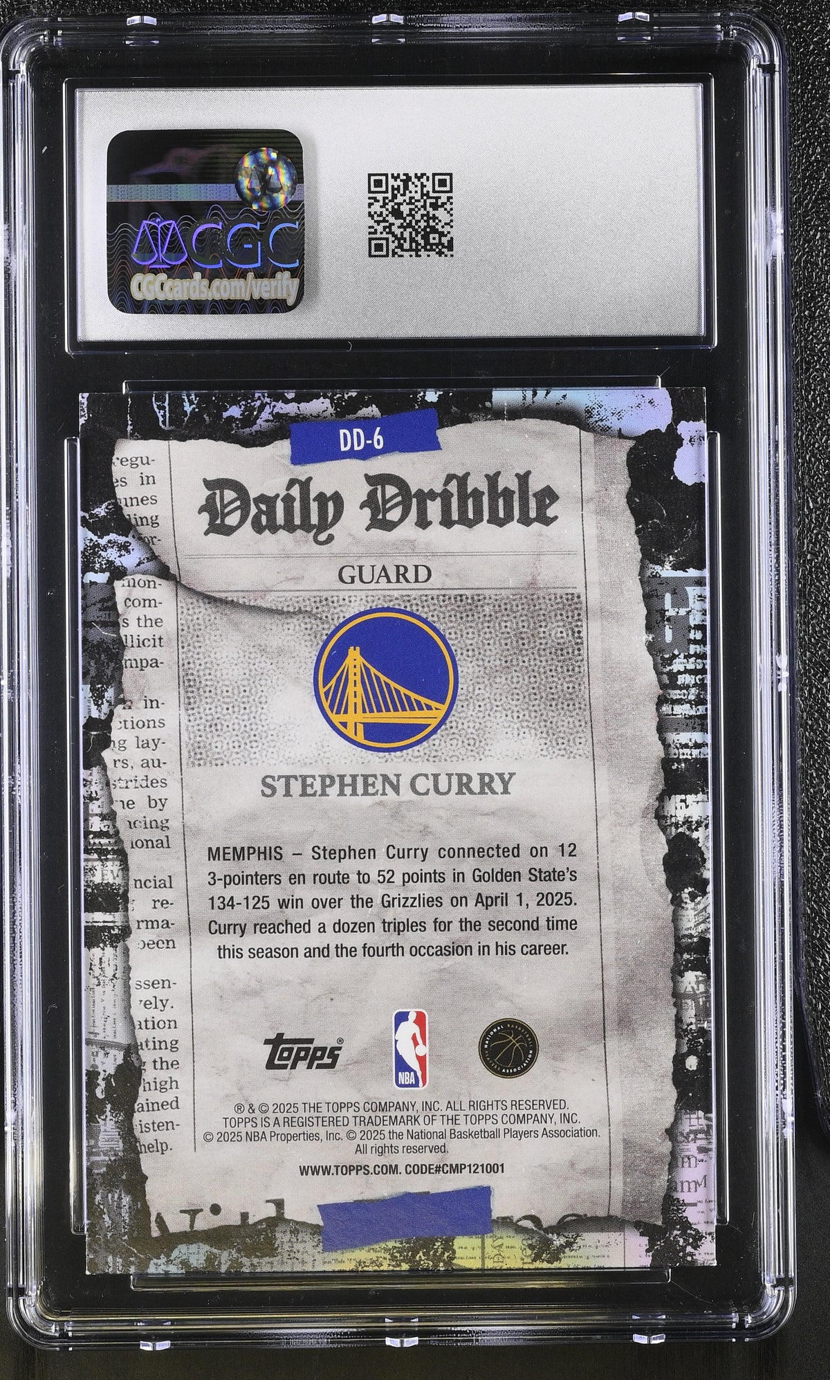 2025-26 Topps Stephen Curry The Daily Dribble #DD-6 CGC 9 Golden State Warriors