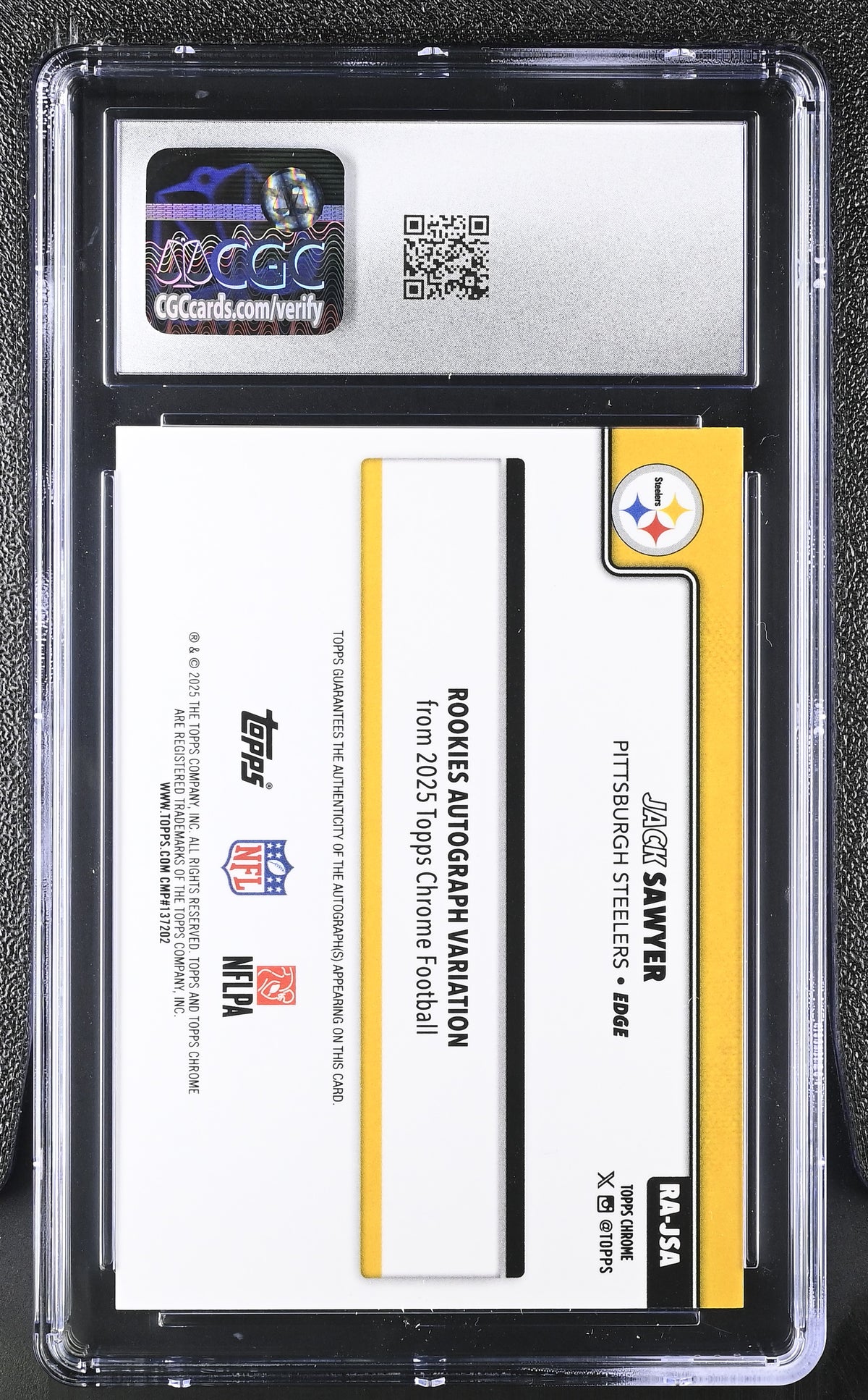 2025 Topps Chrome Jack Sawyer Red Geometric /5 Rookie Auto #JSA CGC 10 Steelers