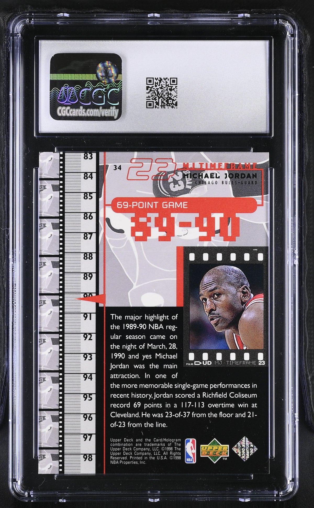 1998 Upper Deck MJ Living Legend Michael Jordan #34 CGC 9 Chicago Bulls