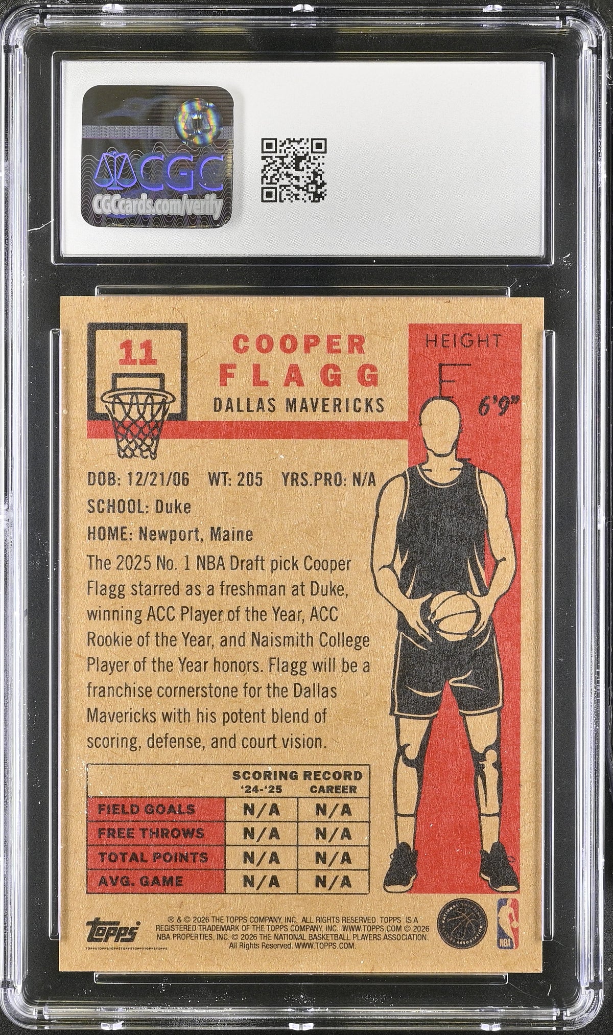 2025-26 Topps Living Set Cooper Flagg #11 CGC 9