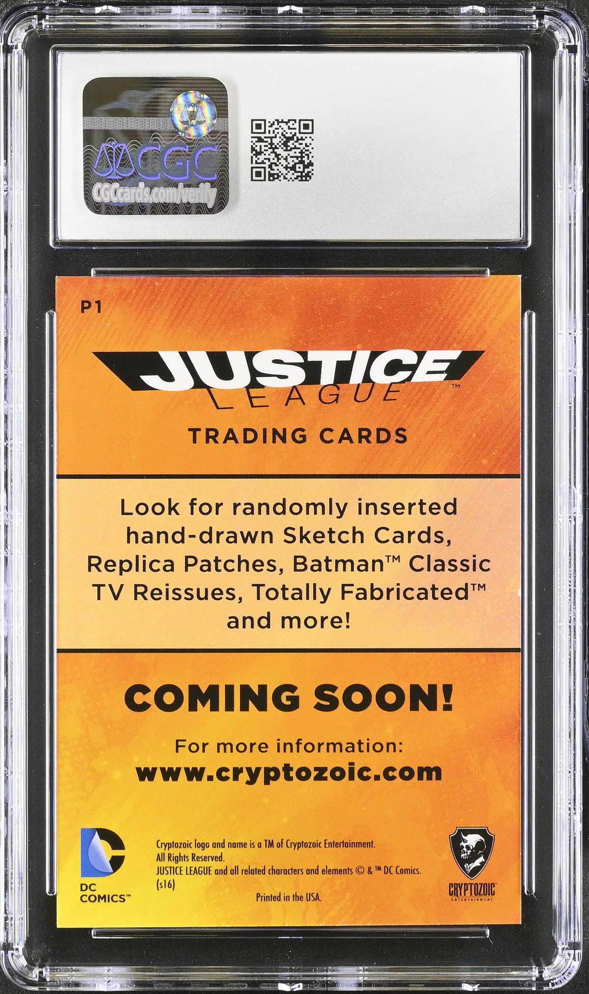 2016 Cryptozoic DC Comics: Justice League Justice League Promo #P1 CGC 9