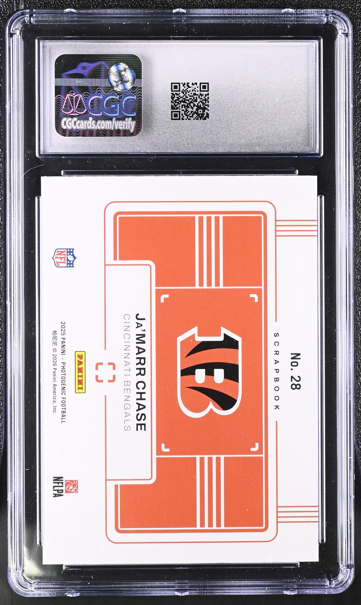 2025 Panini Photogenic Ja'Marr Chase Silver /15 Scrapbook #28 CGC 9 Bengals