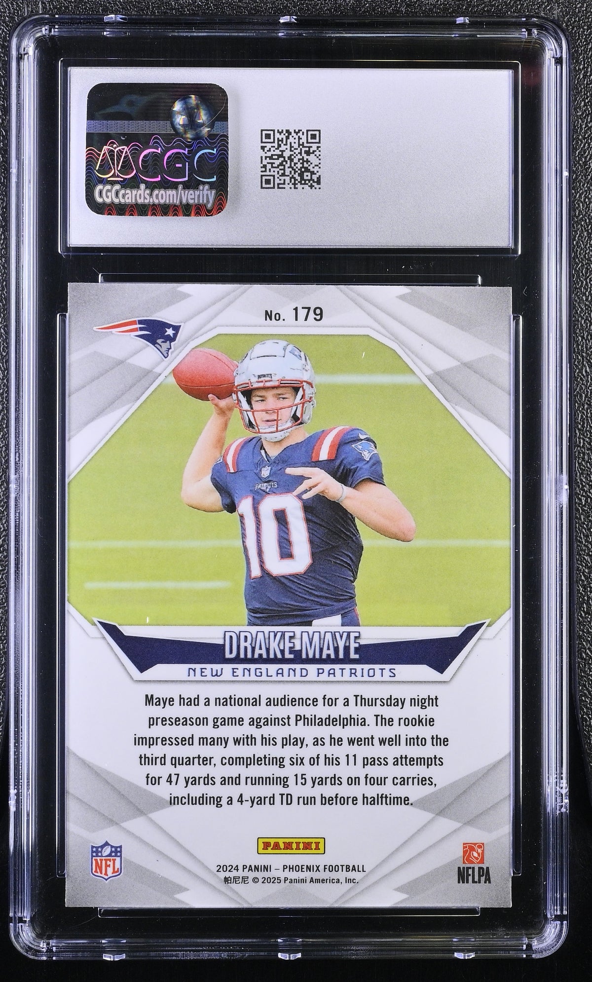 2024 Panini Phoenix Drake Maye Rookie #179 CGC 9.5 New England Patriots