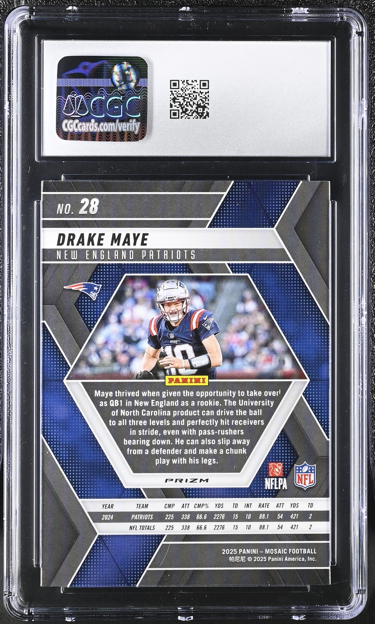 2025 Panini Mosaic Drake Maye Green #28 CGC 9 New England Patriots